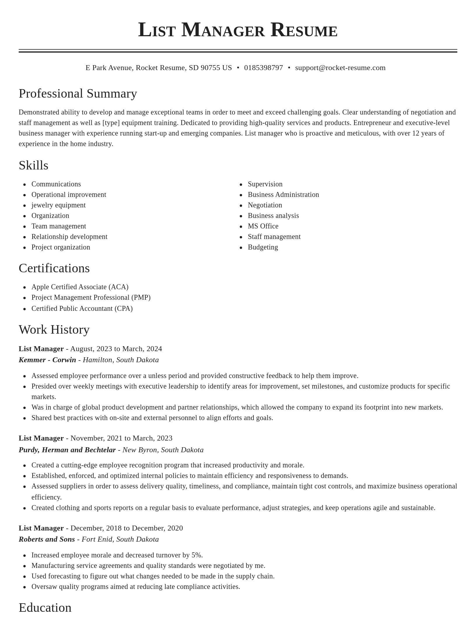 Classic resume template