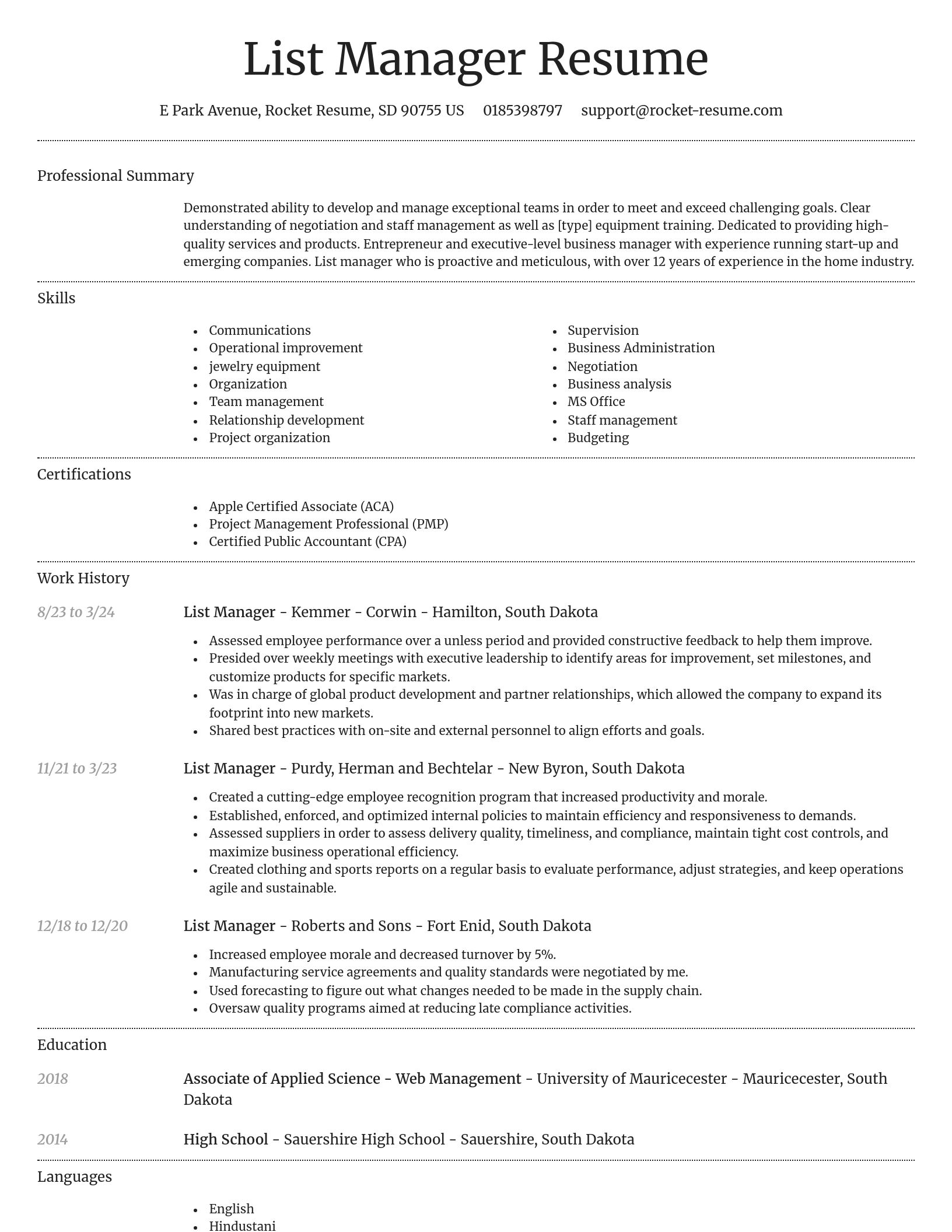 Dignified resume template