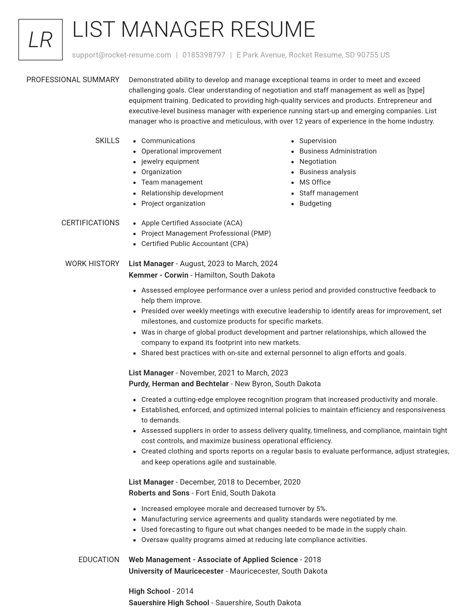 Renowned resume template