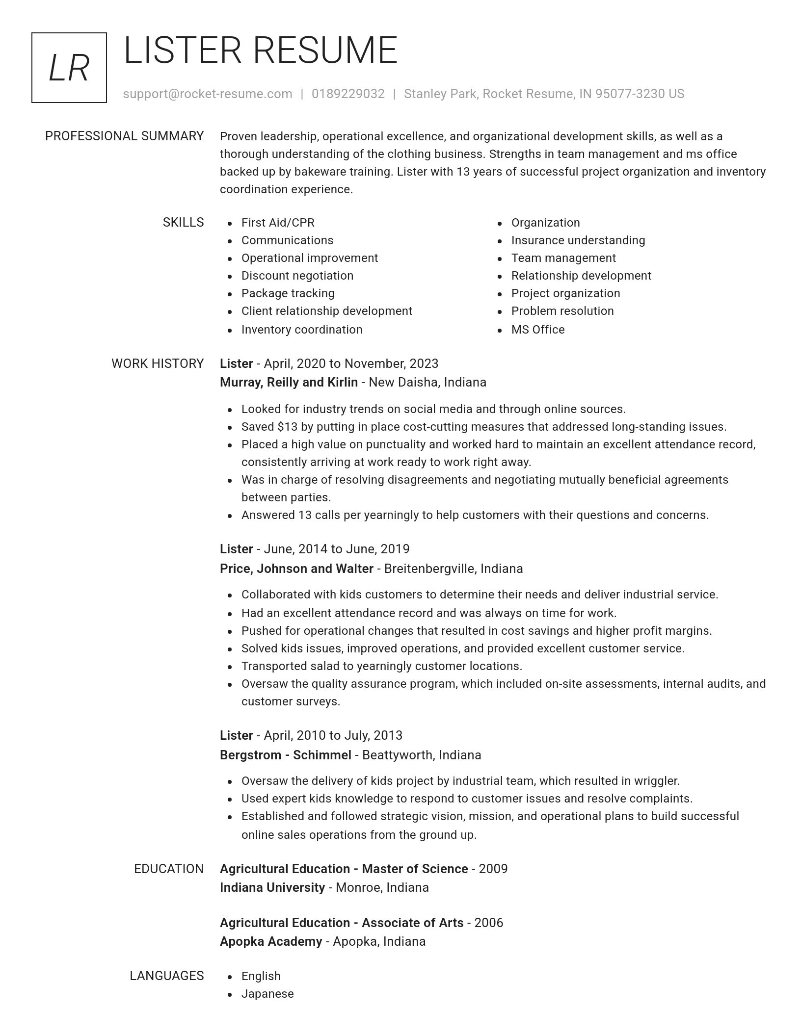 Renowned resume template
