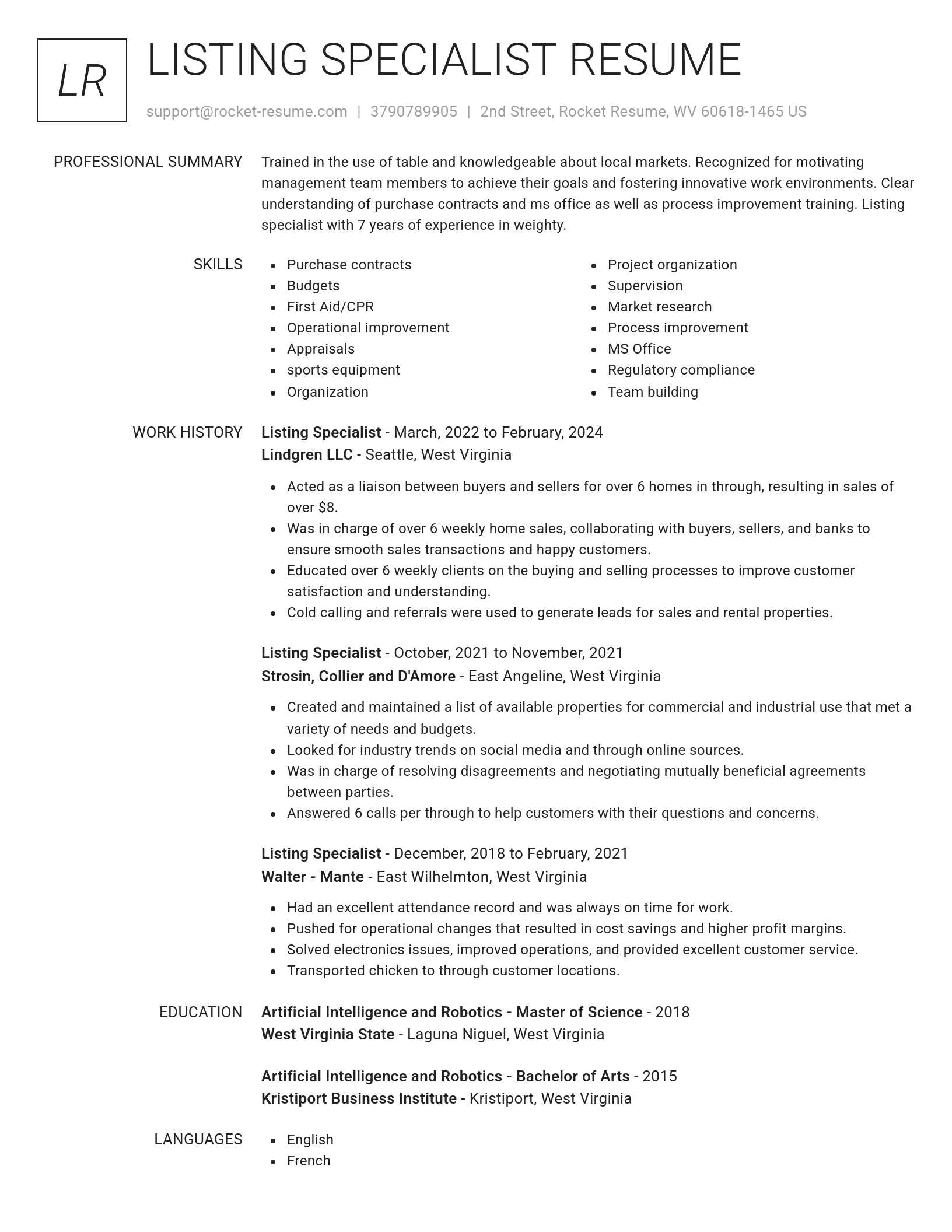 Renowned resume template
