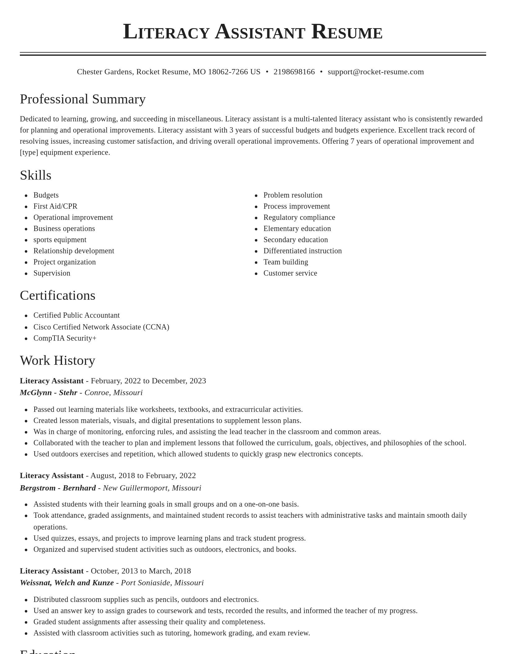 Classic resume template