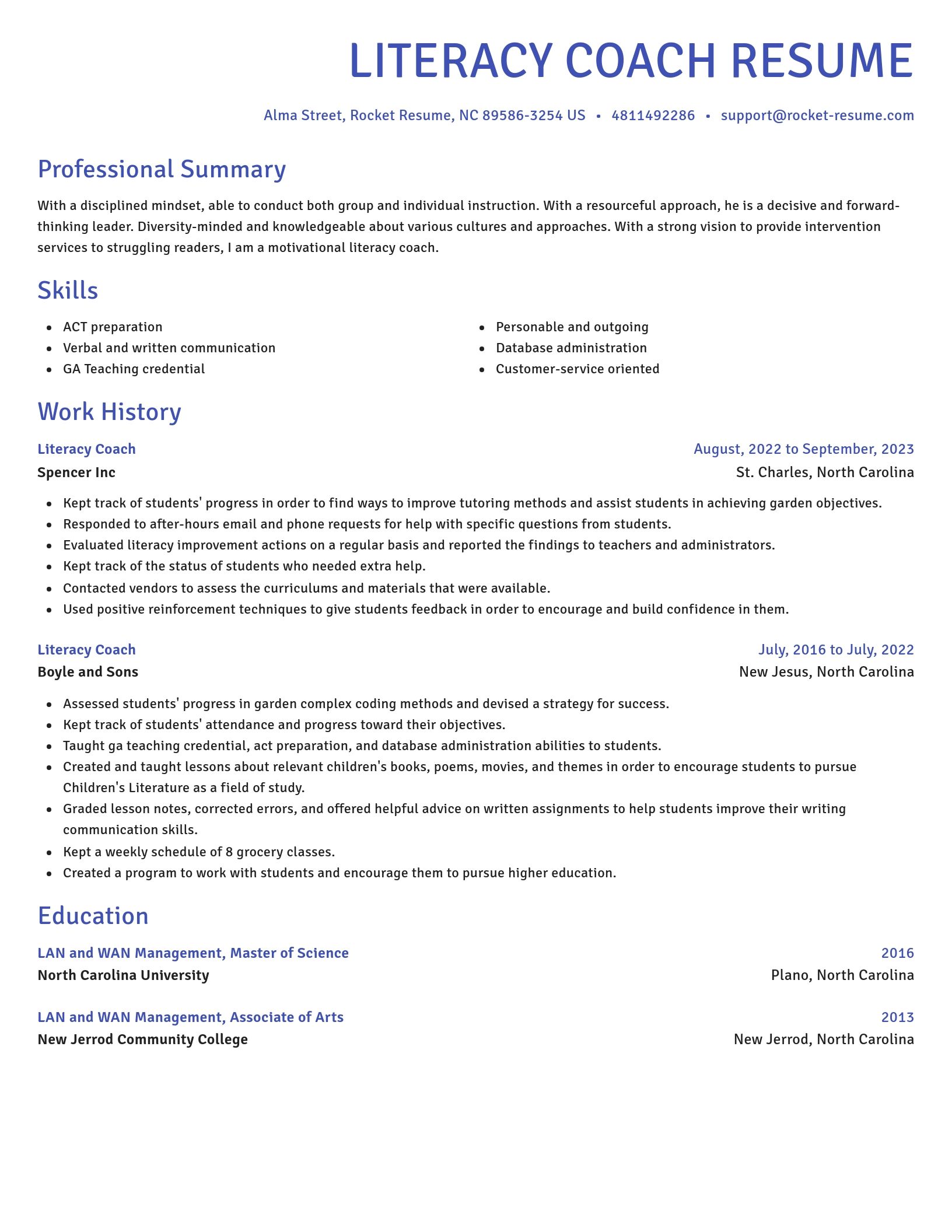 Novel resume template