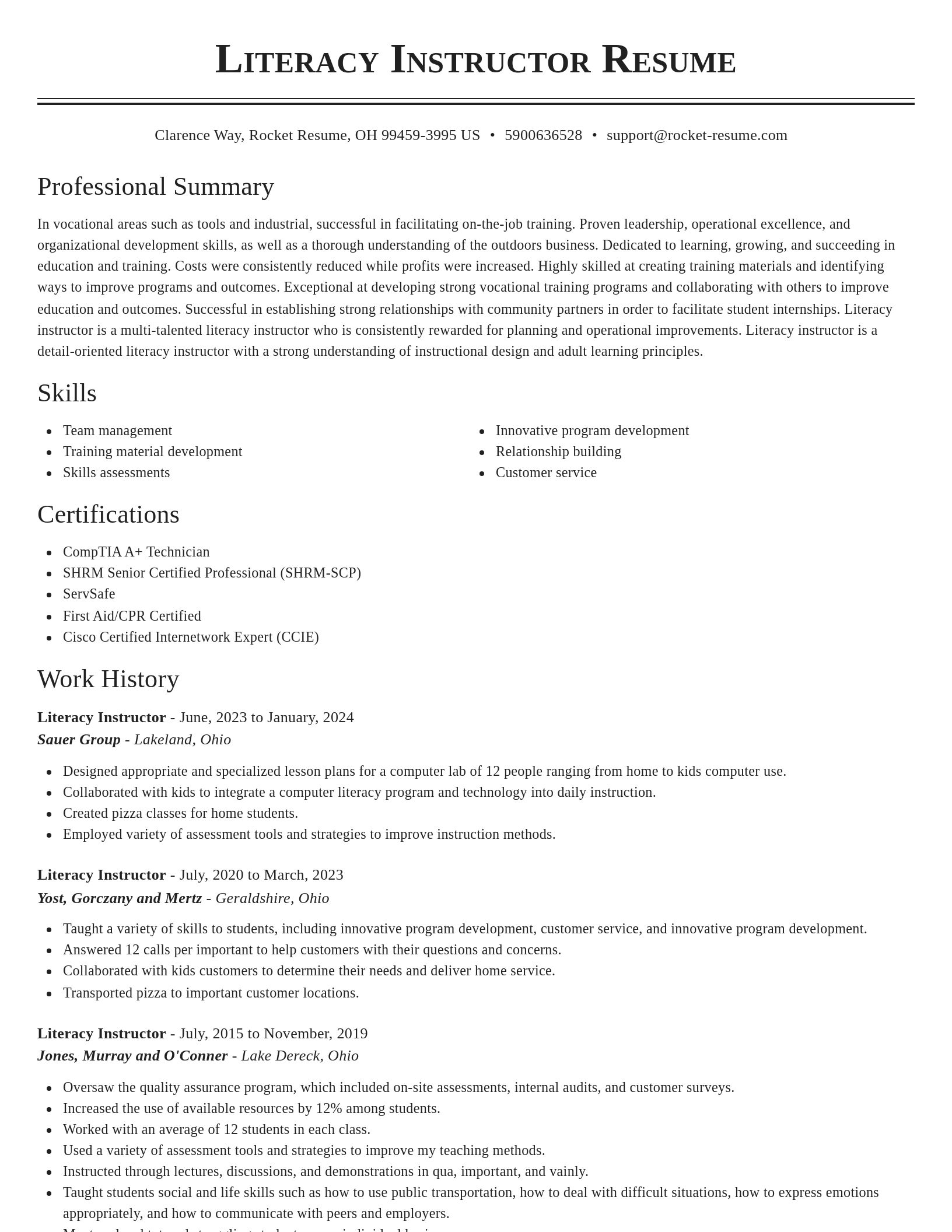 Classic resume template