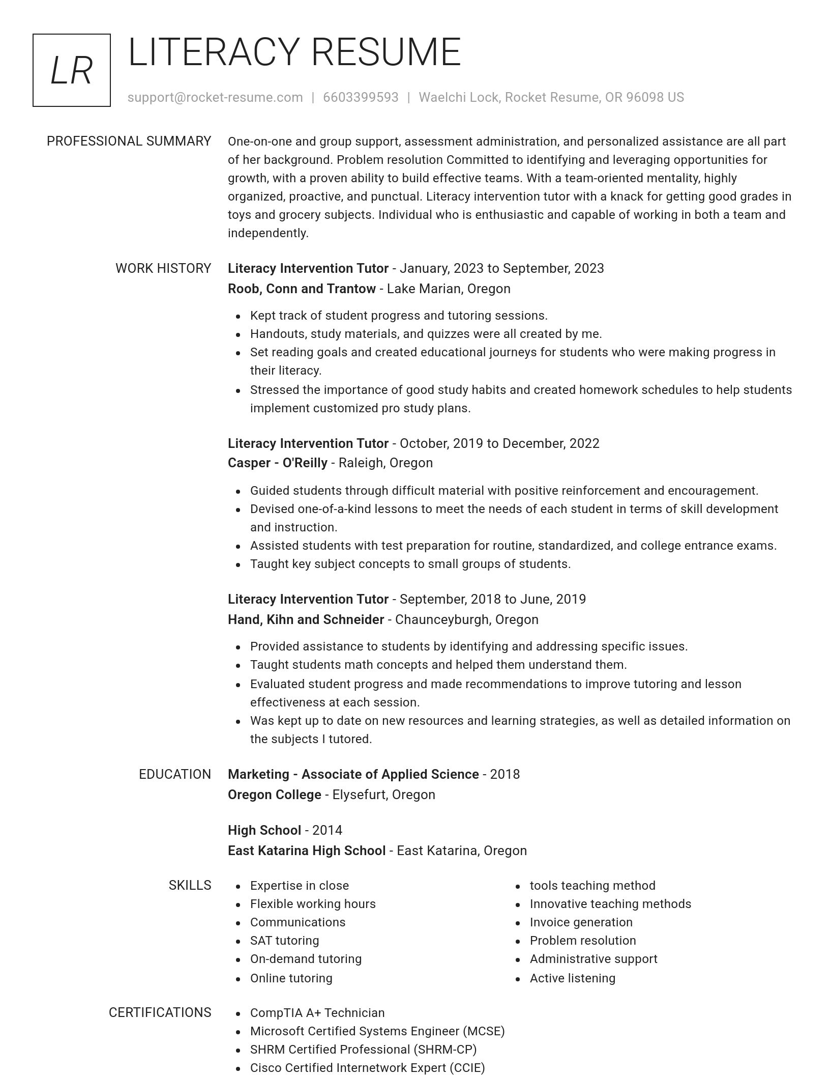 Renowned resume template