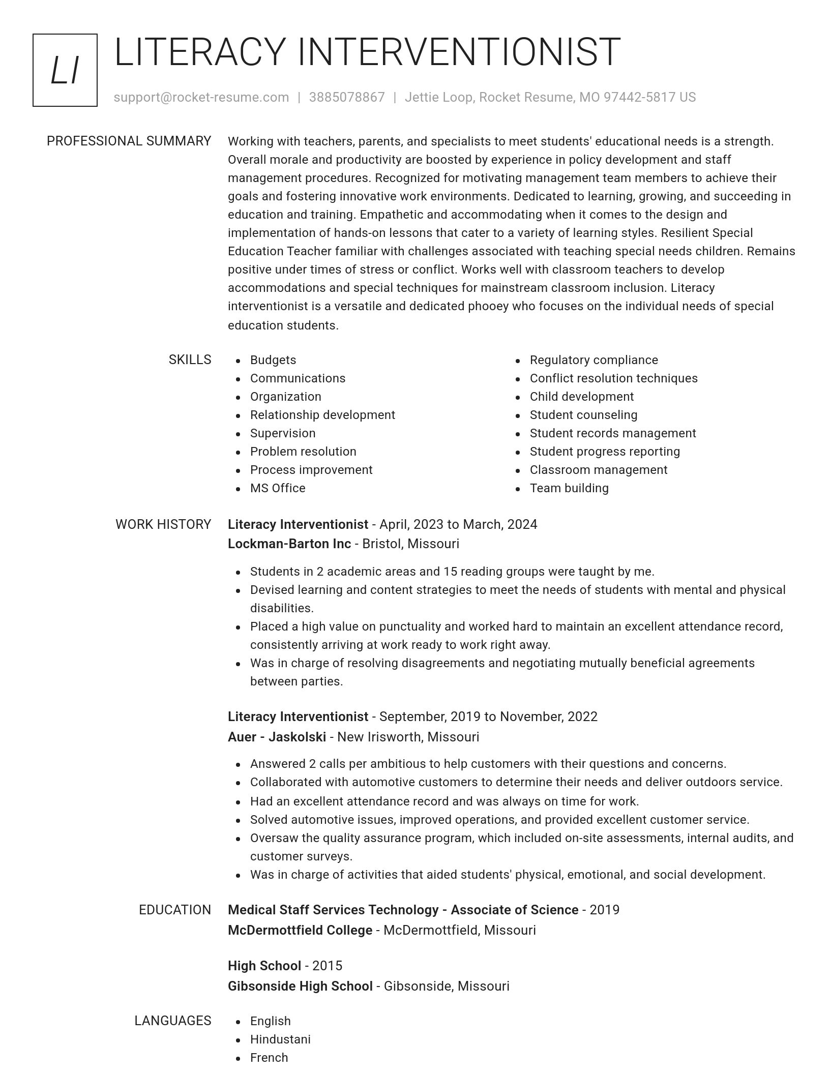 Renowned resume template