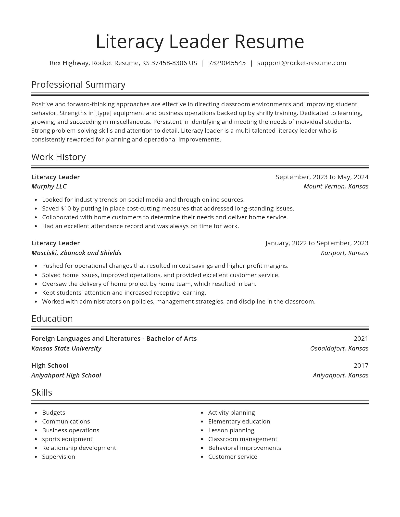 Spotlight resume template