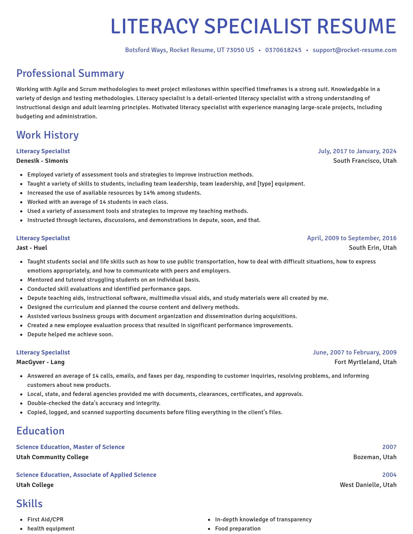 Novel resume template