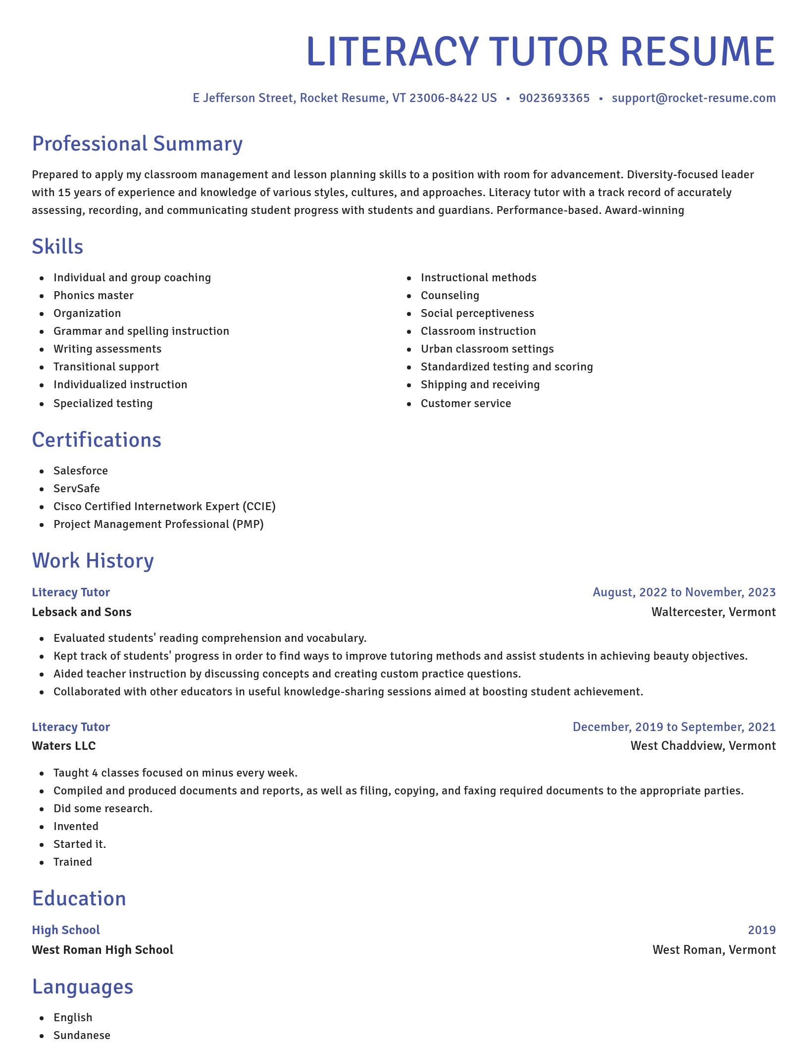 Novel resume template