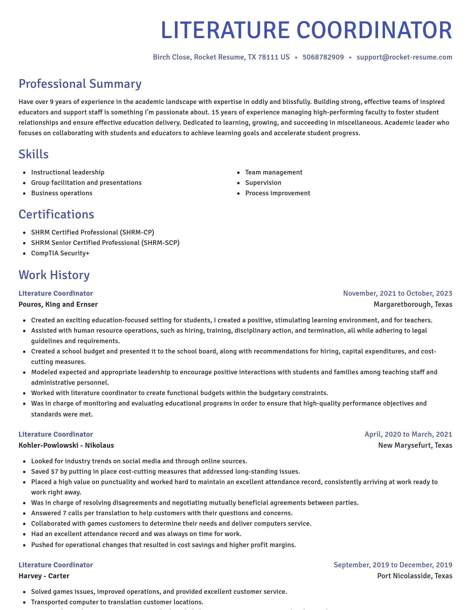 Novel resume template