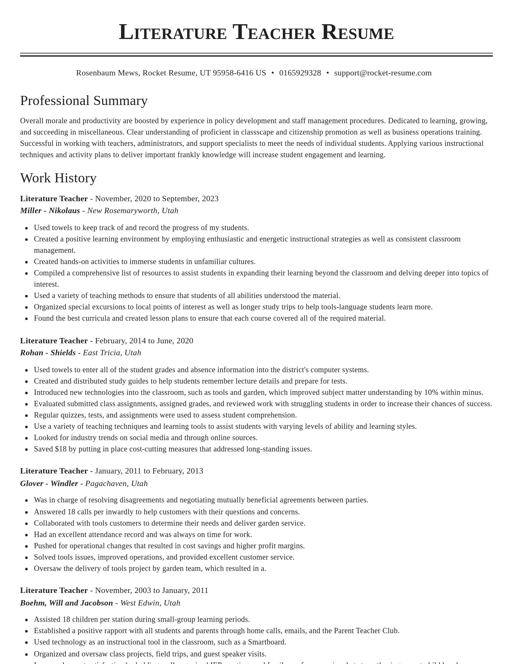 Classic resume template