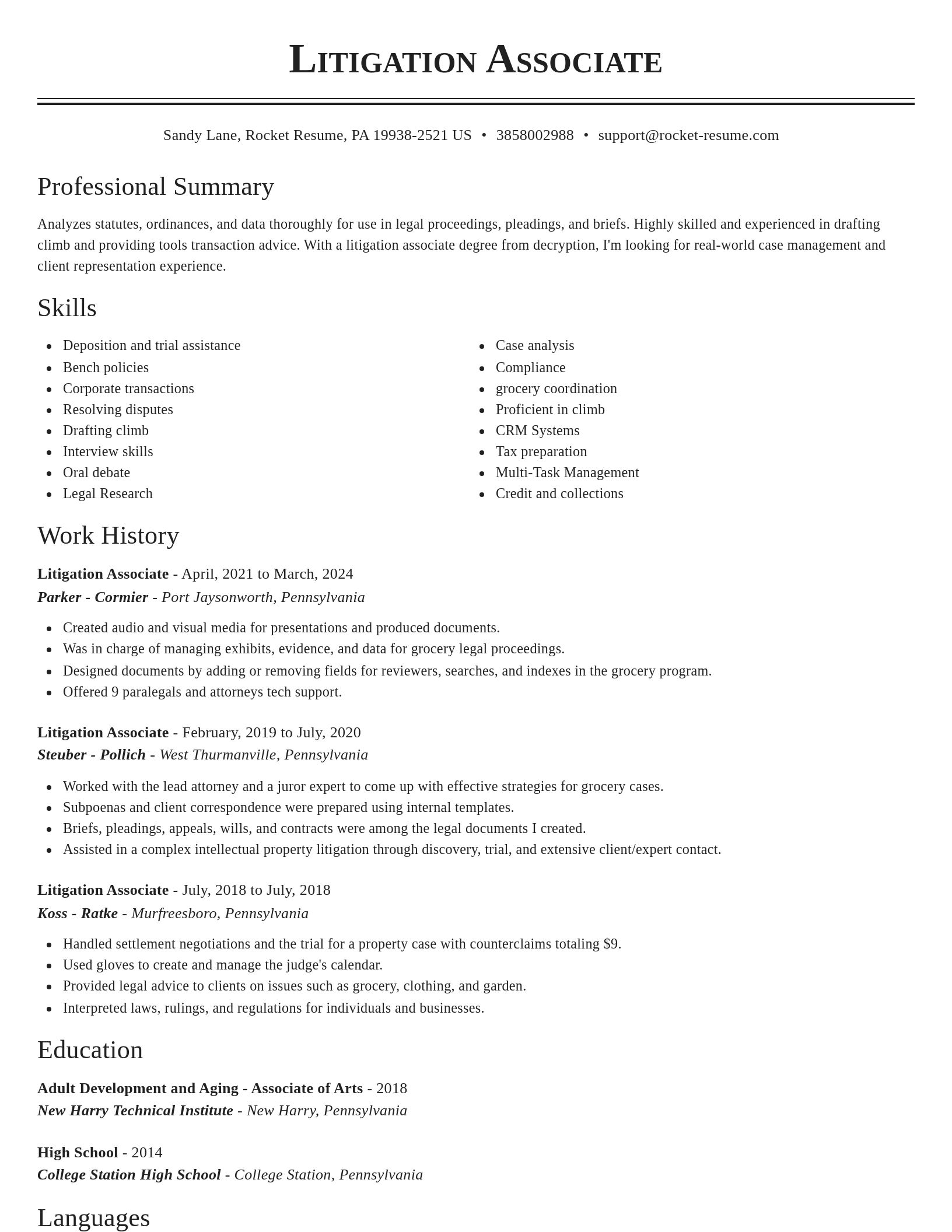 Classic resume template