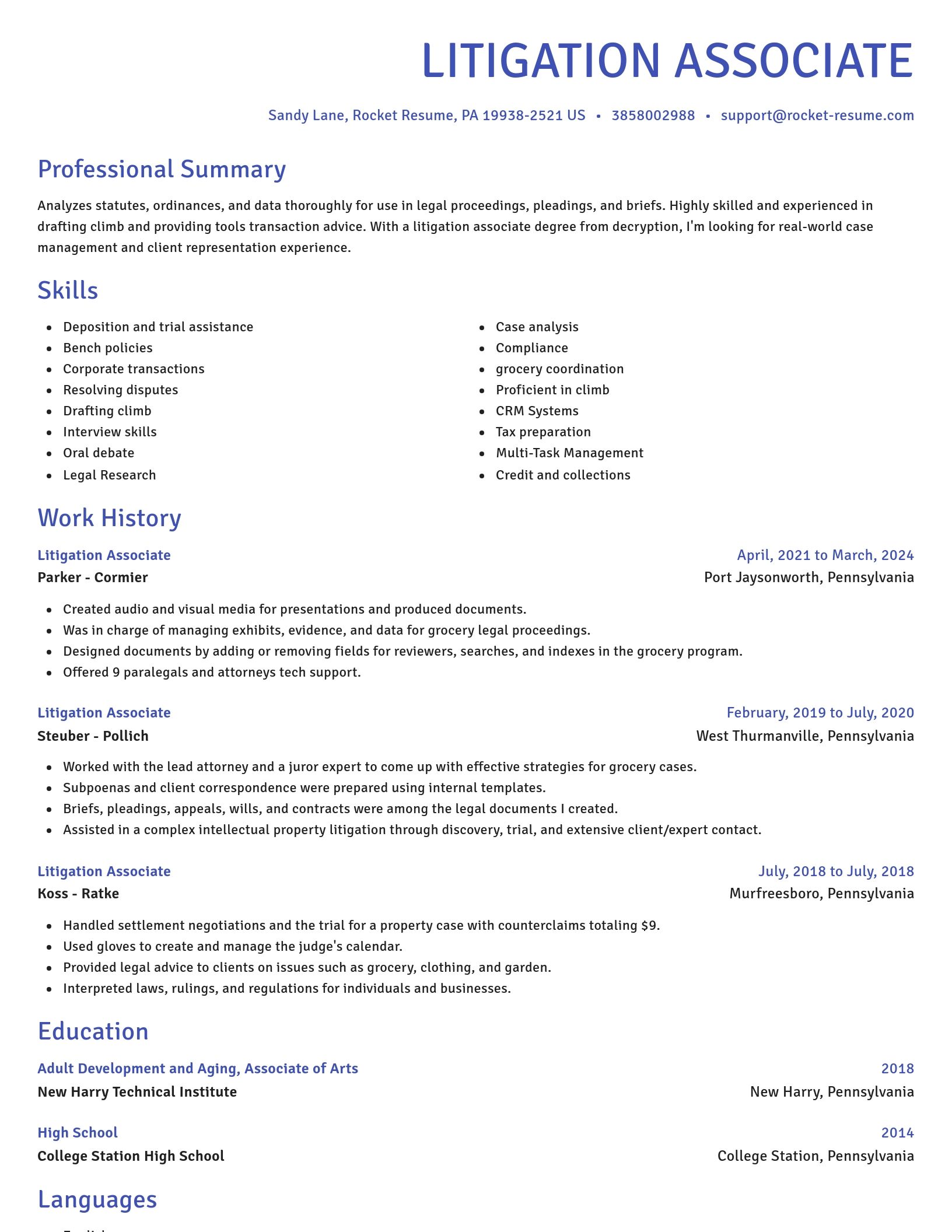 Novel resume template