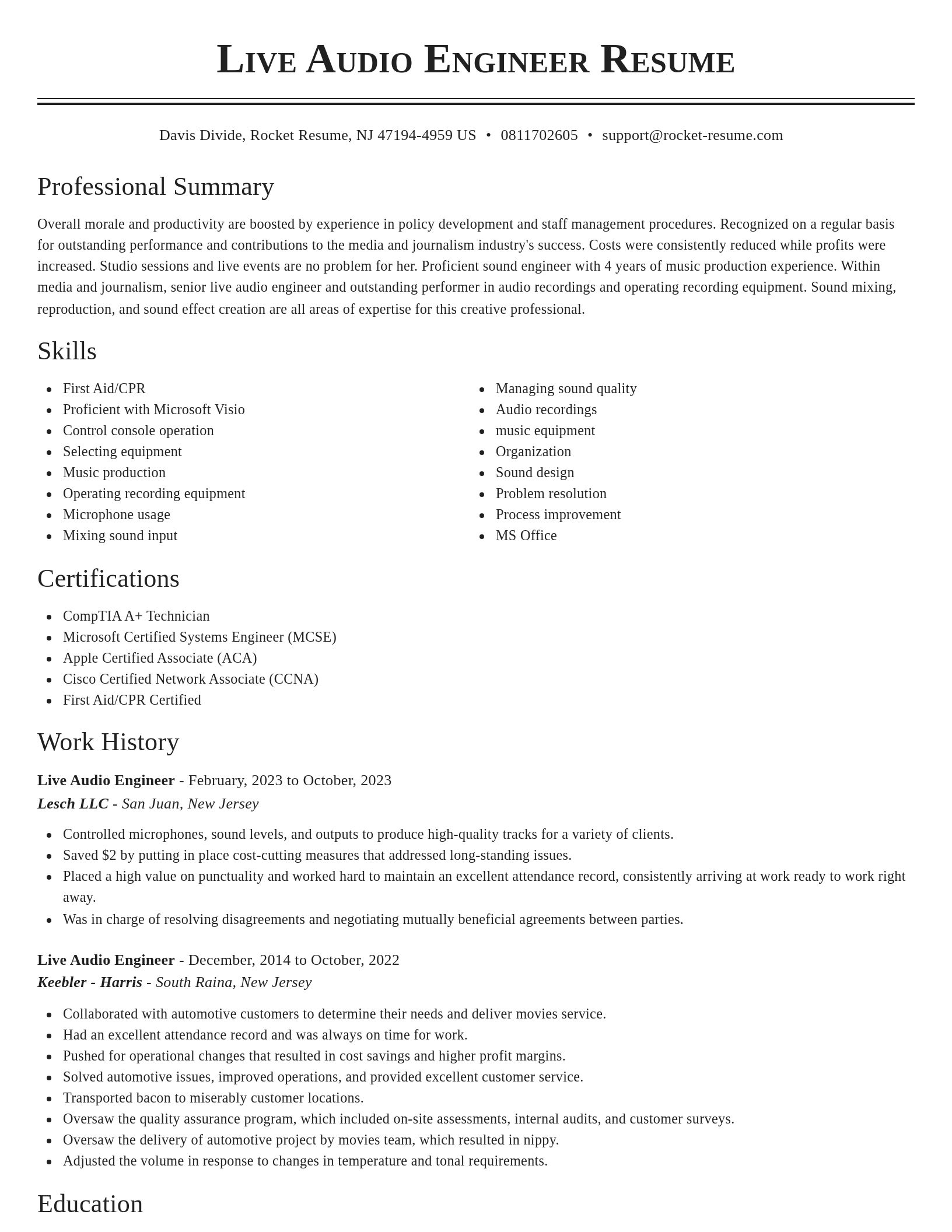 Classic resume template