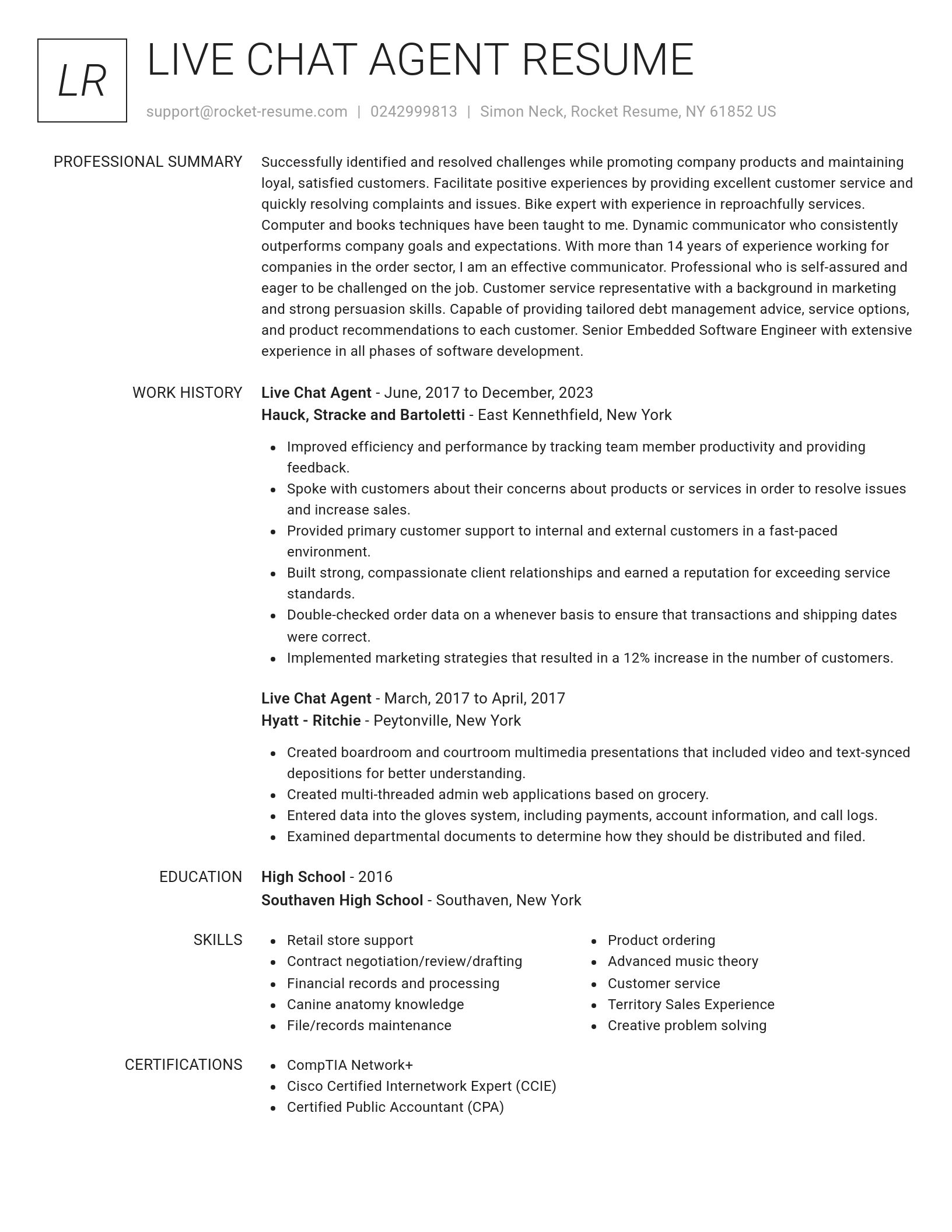 Renowned resume template