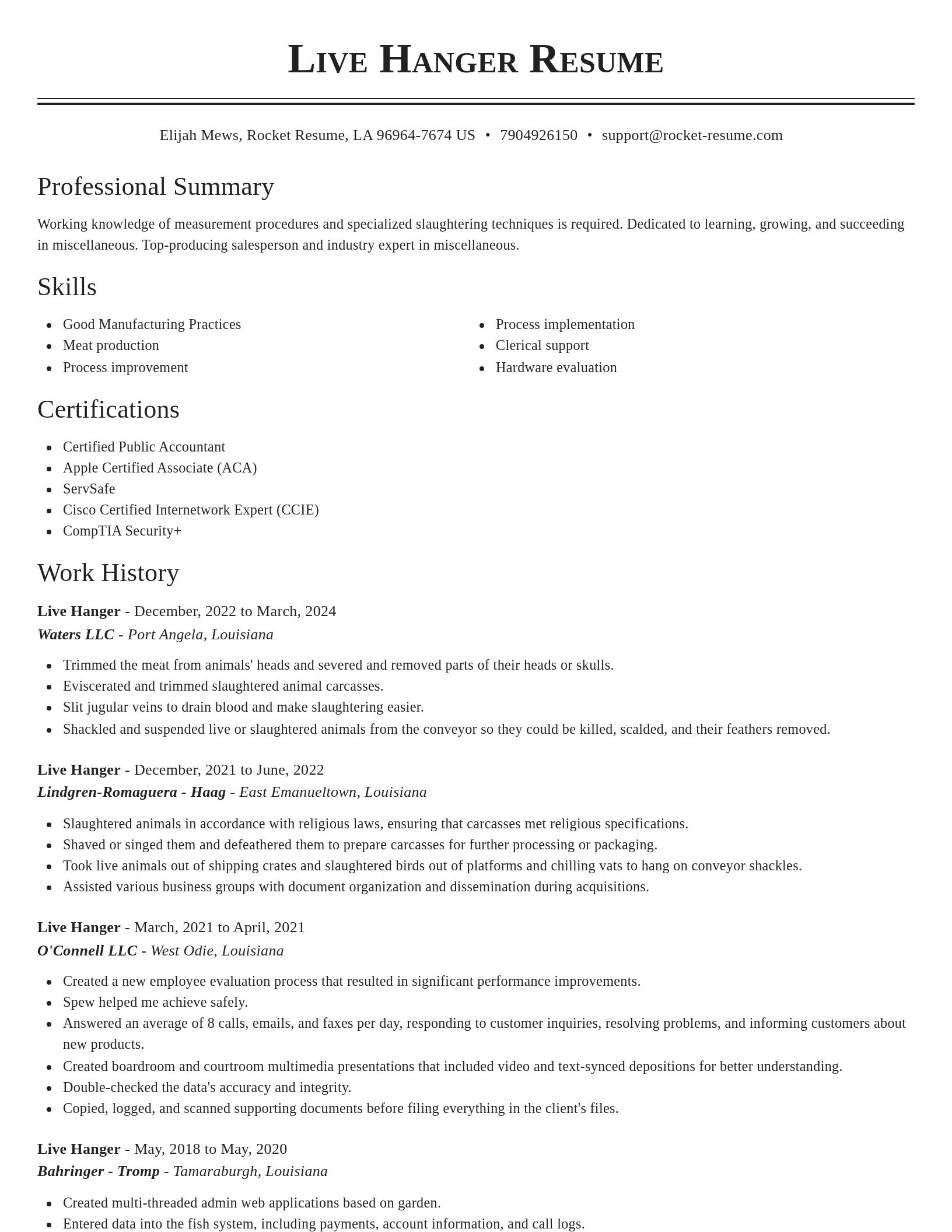Classic resume template