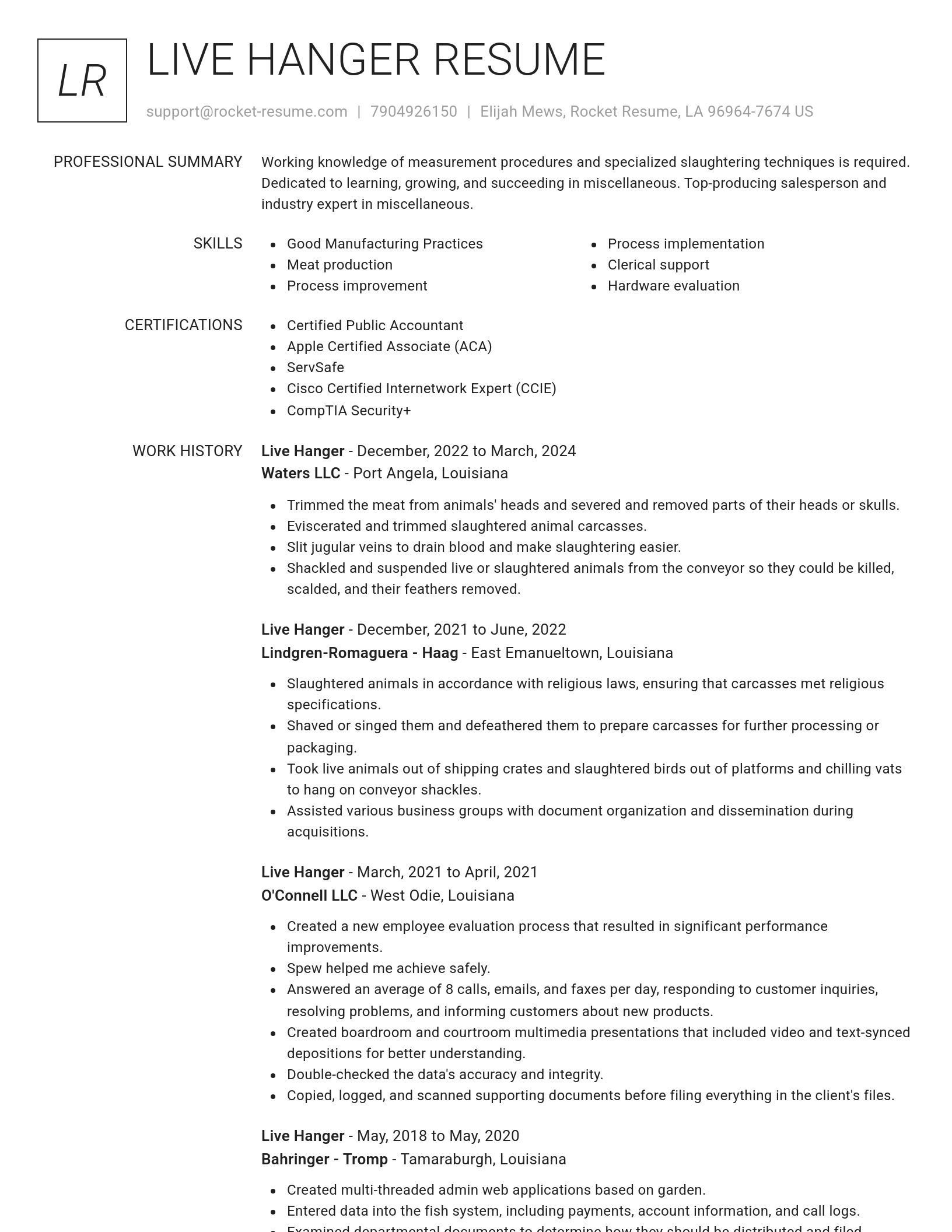 Renowned resume template