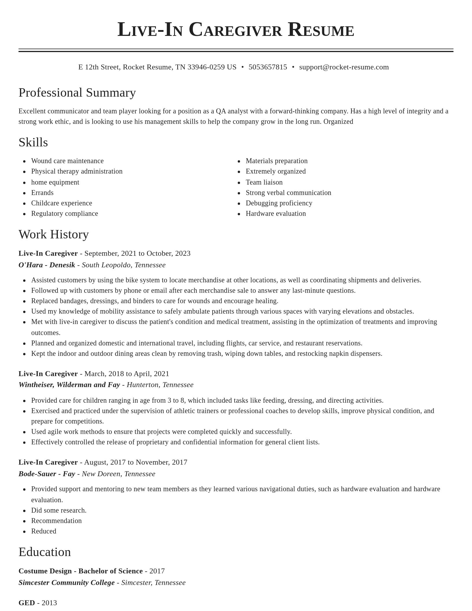 Classic resume template