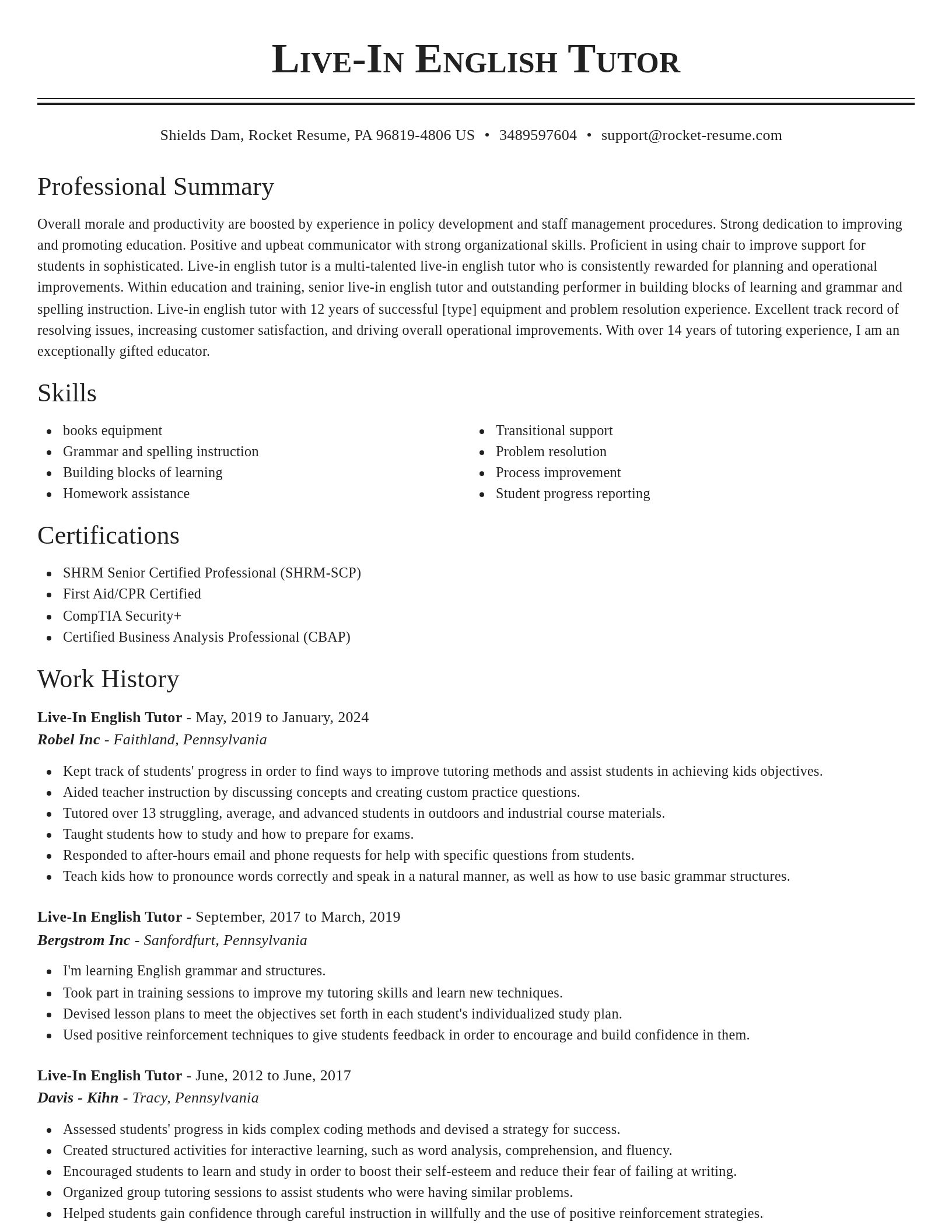 Classic resume template