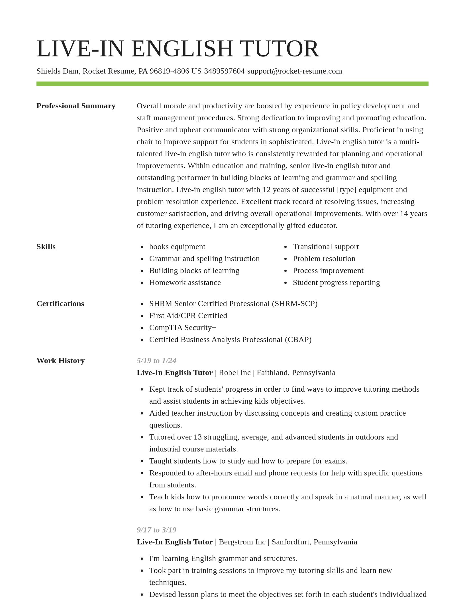 Smart resume template