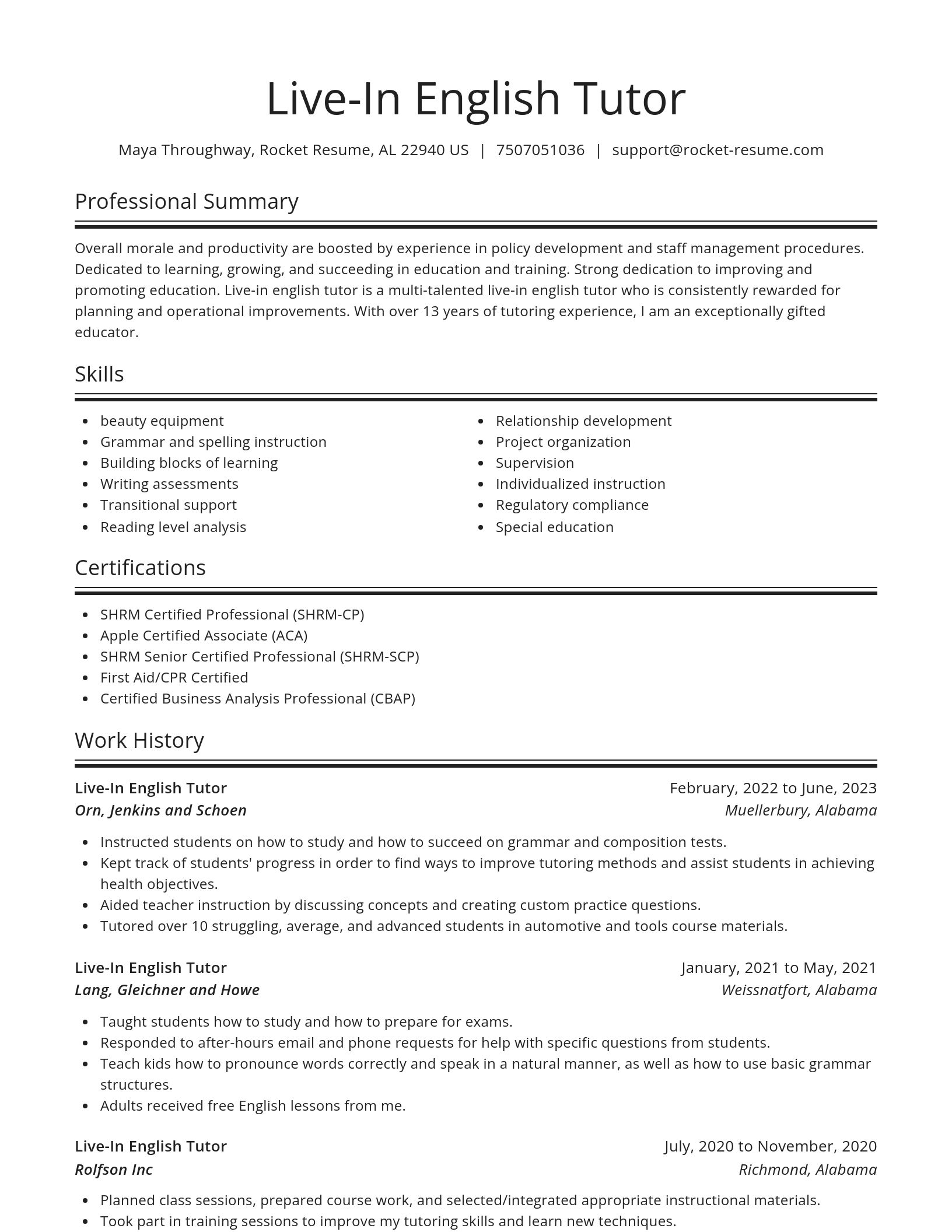 Spotlight resume template