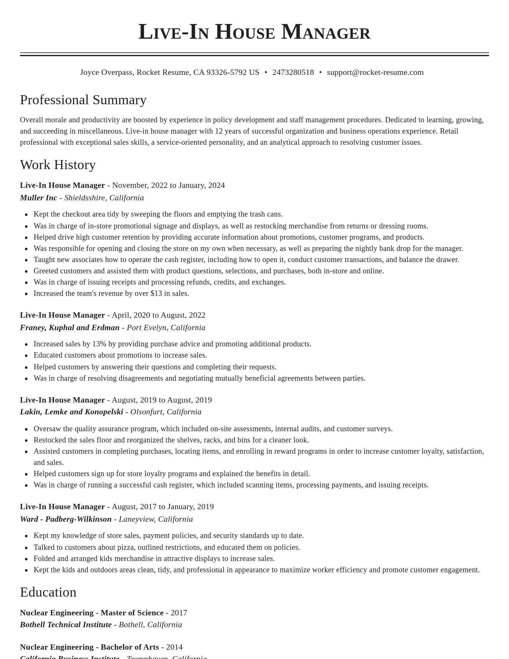 Classic resume template