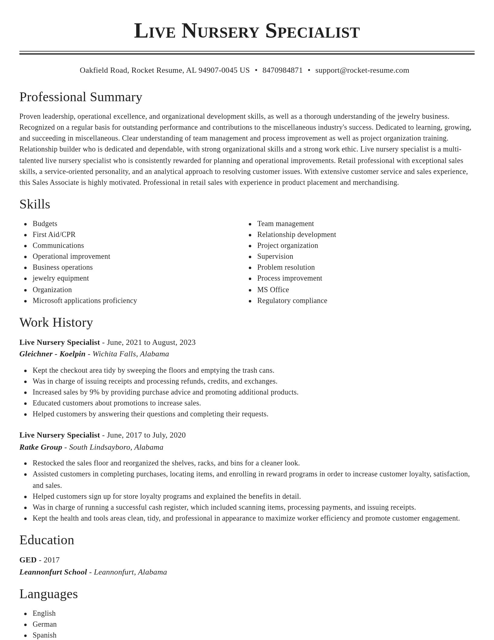 Classic resume template