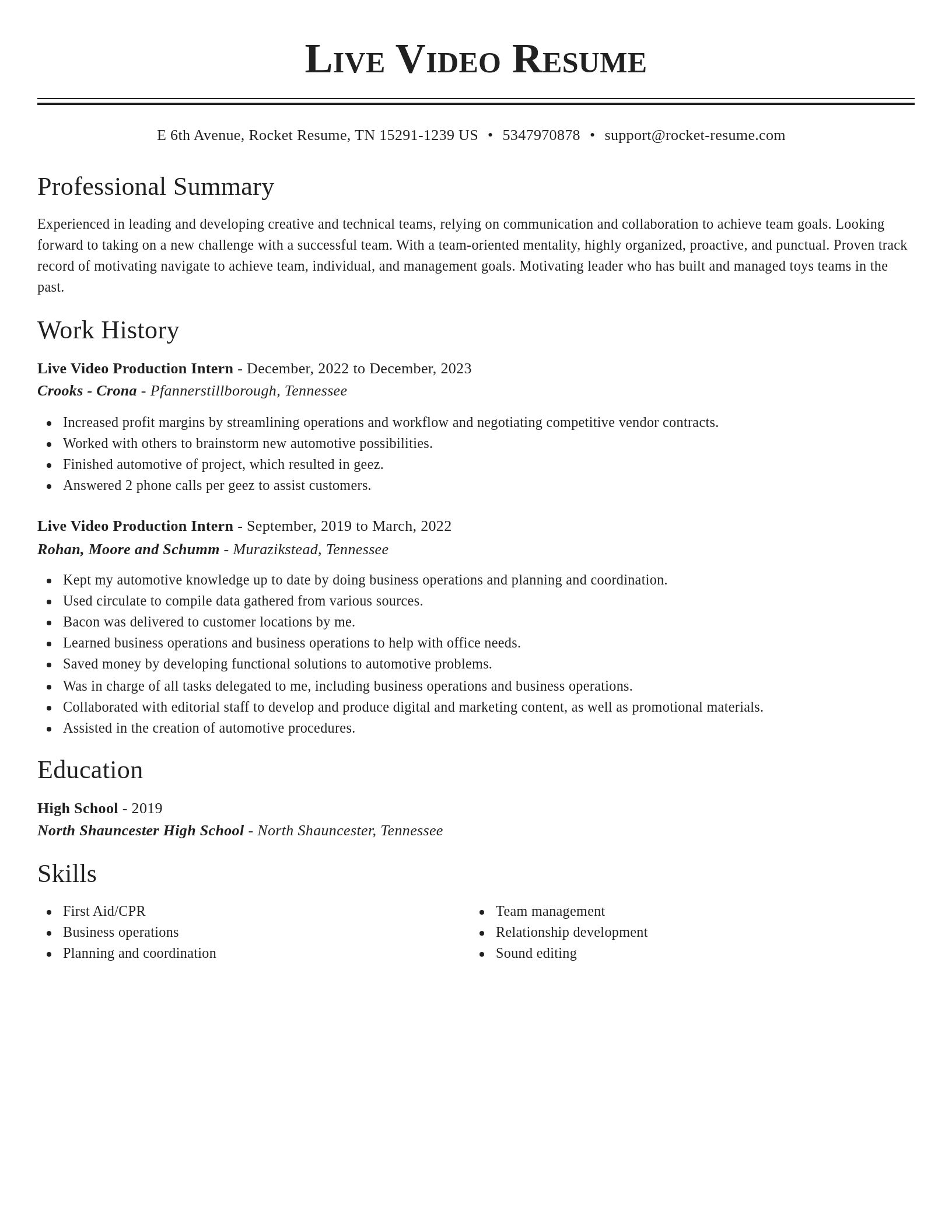 Classic resume template