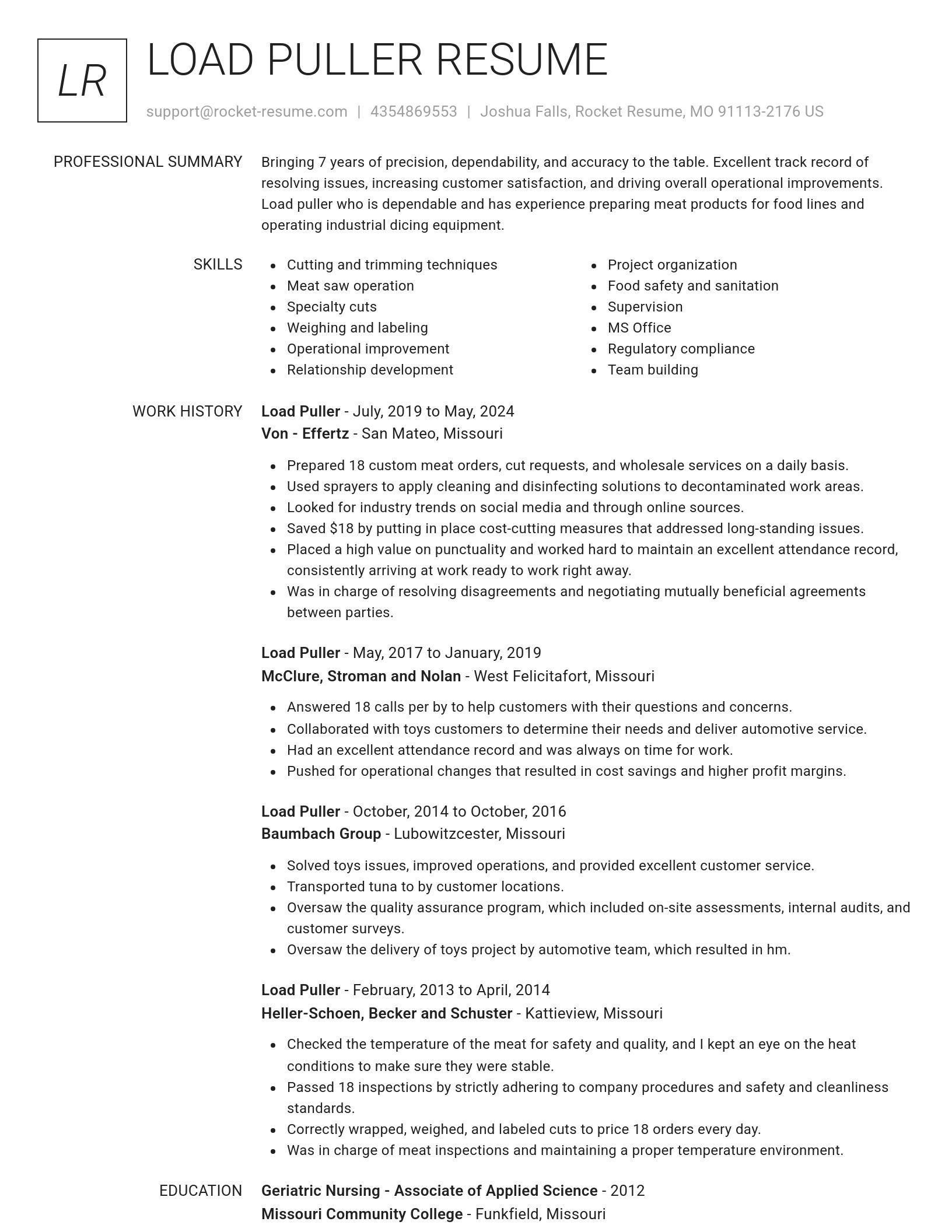 Renowned resume template
