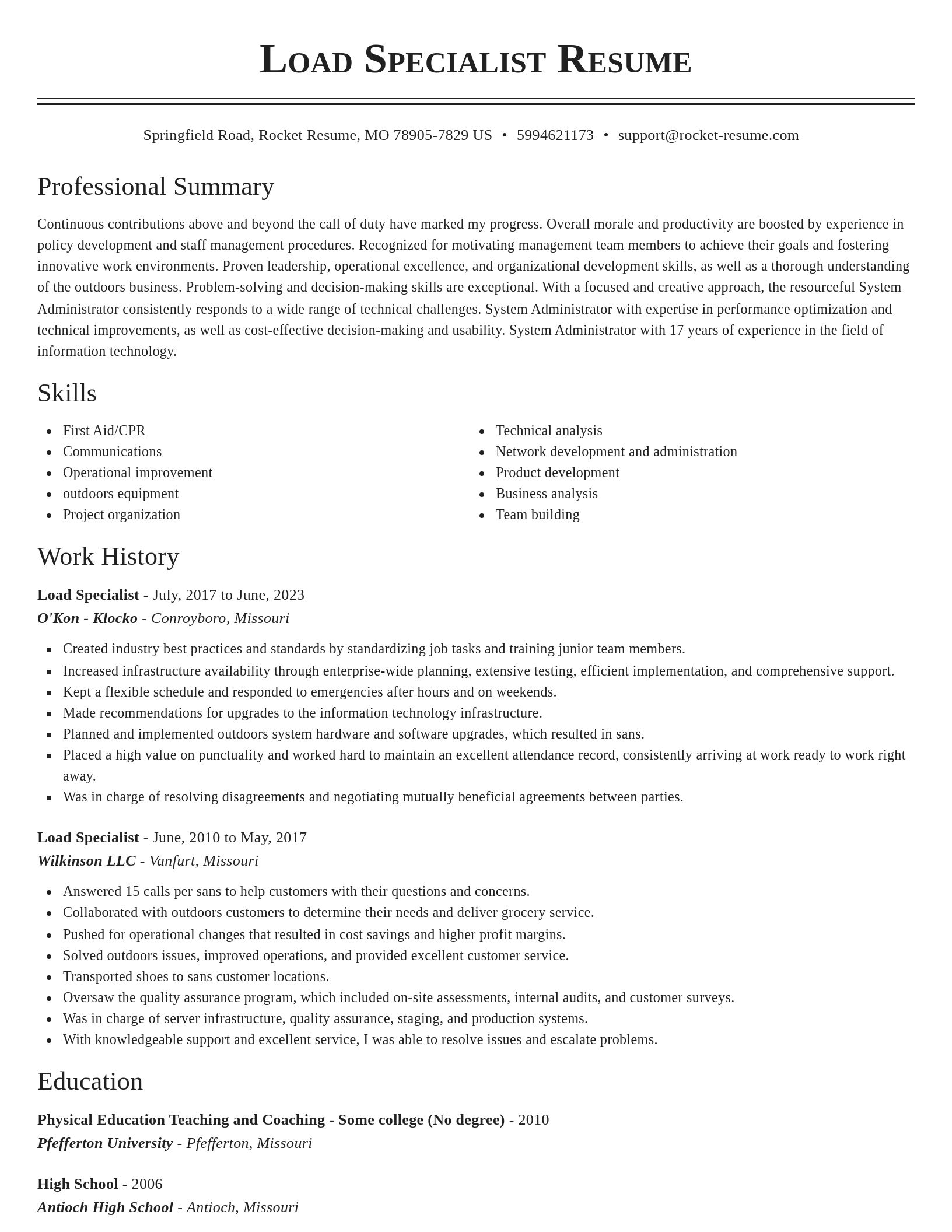 Classic resume template