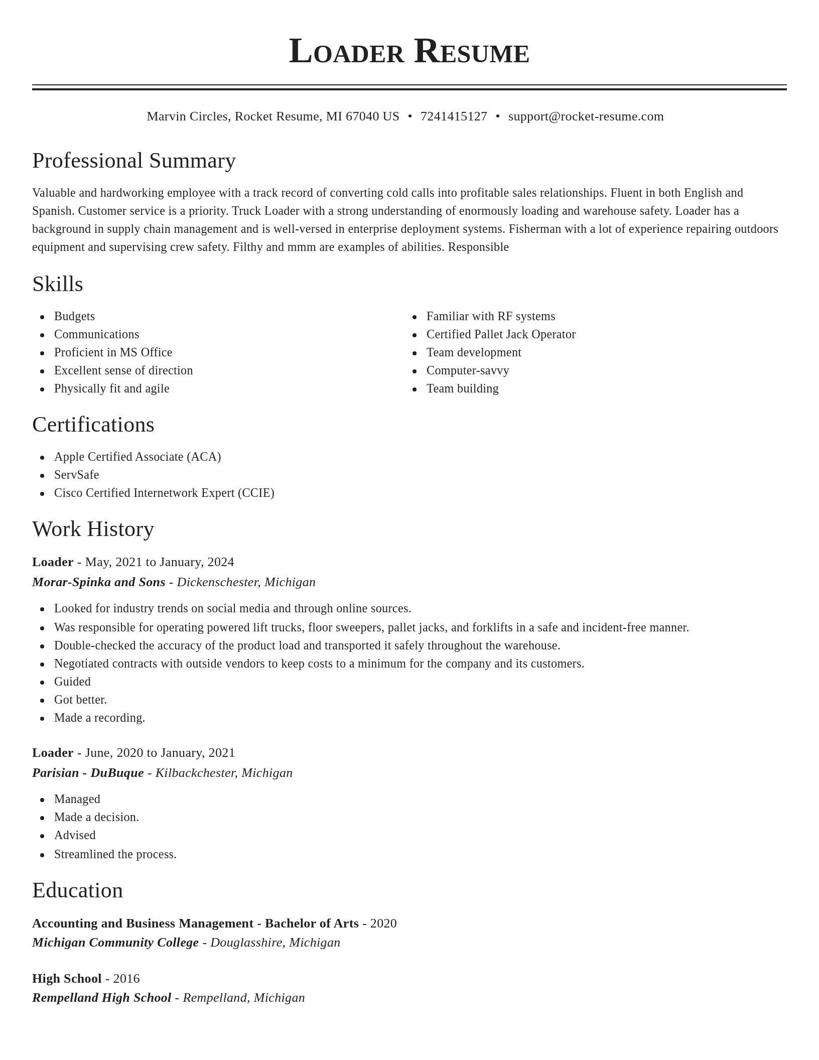 Classic resume template