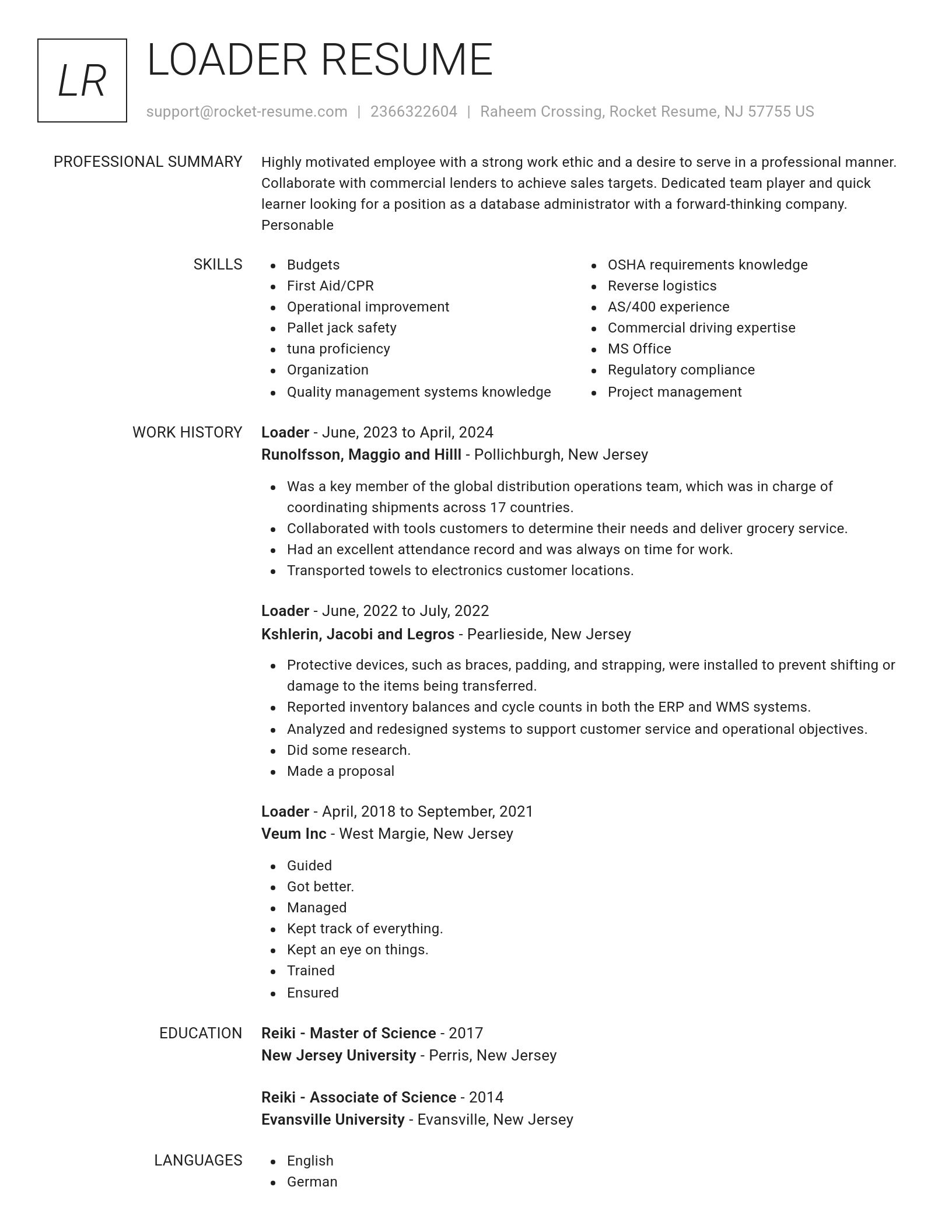 Renowned resume template