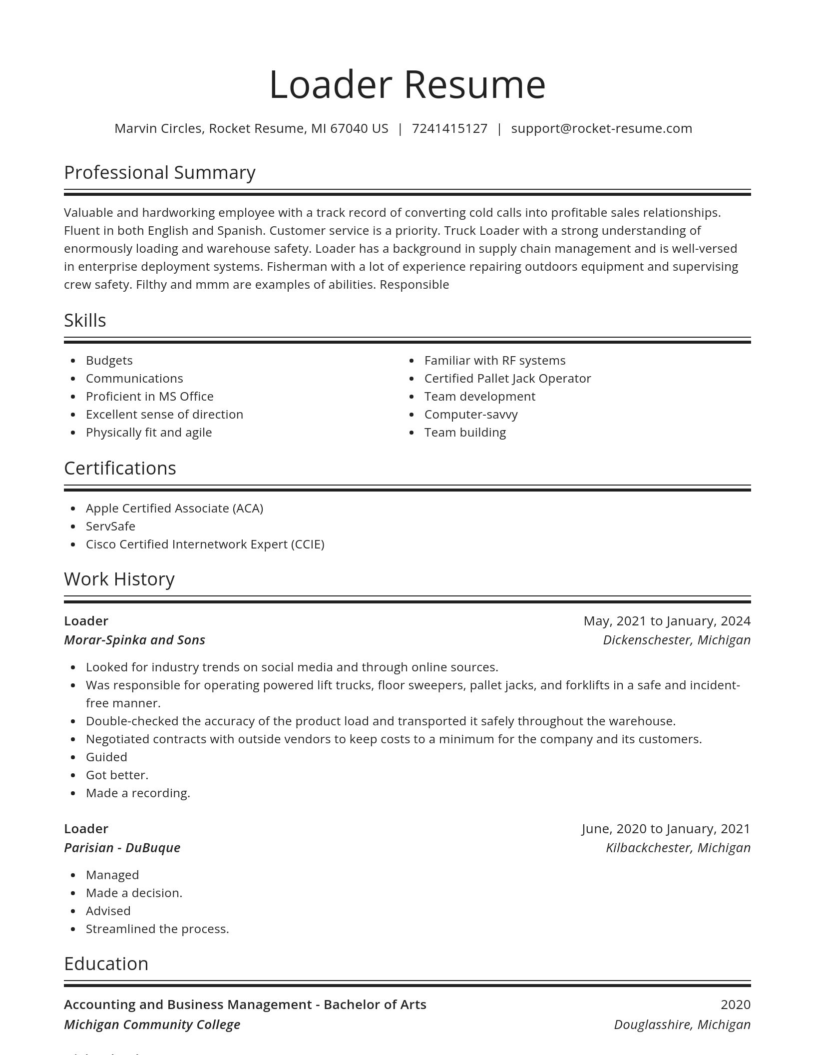 Spotlight resume template