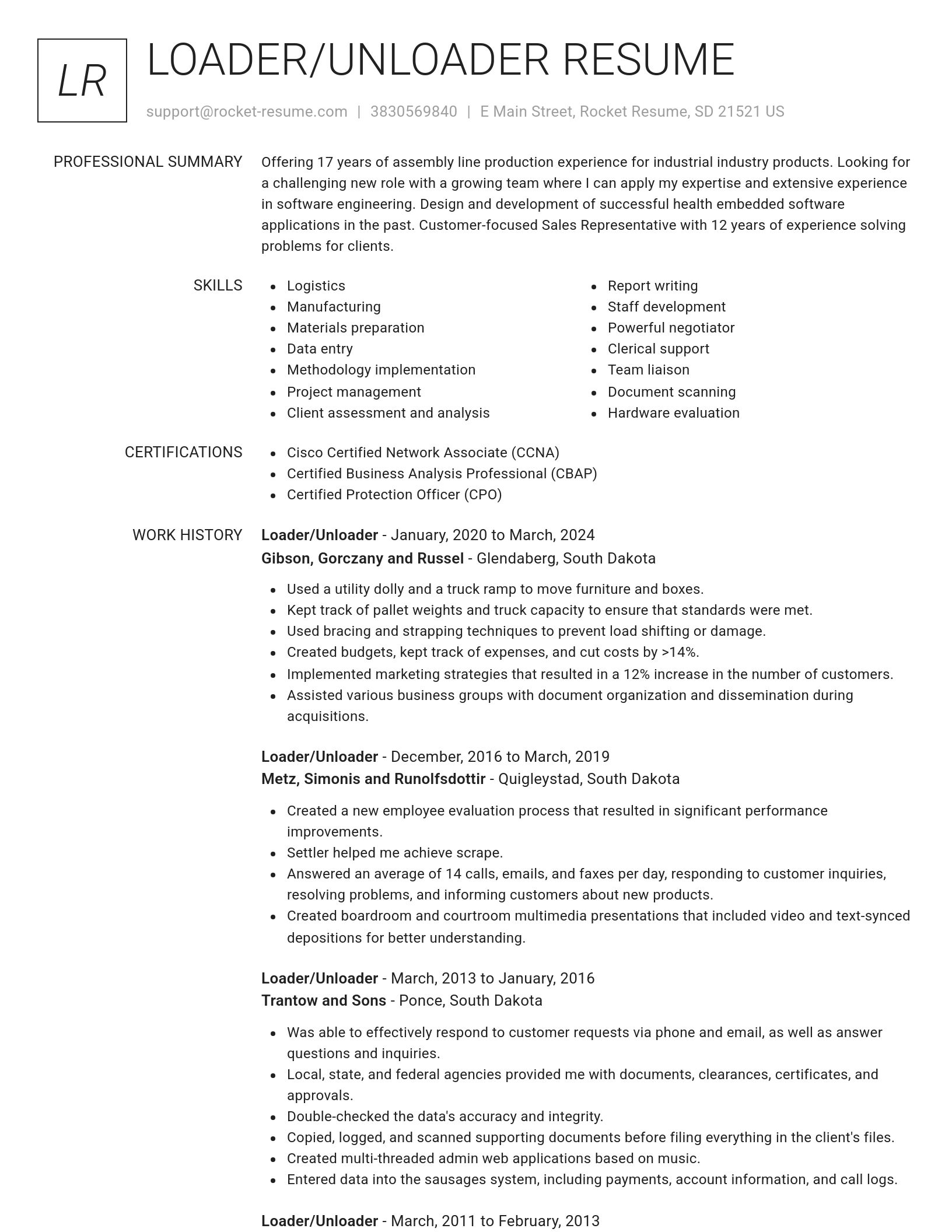 Renowned resume template