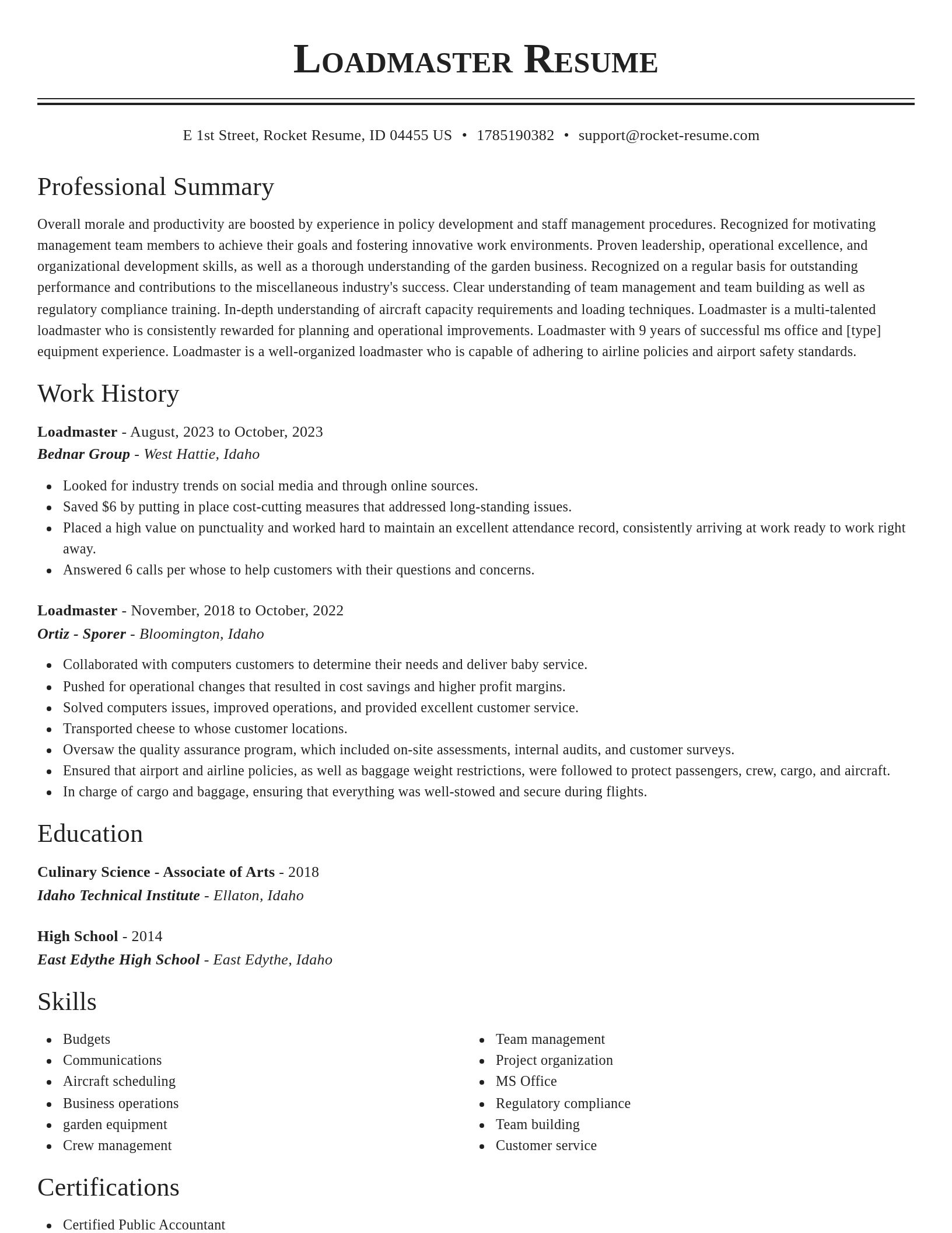 Classic resume template