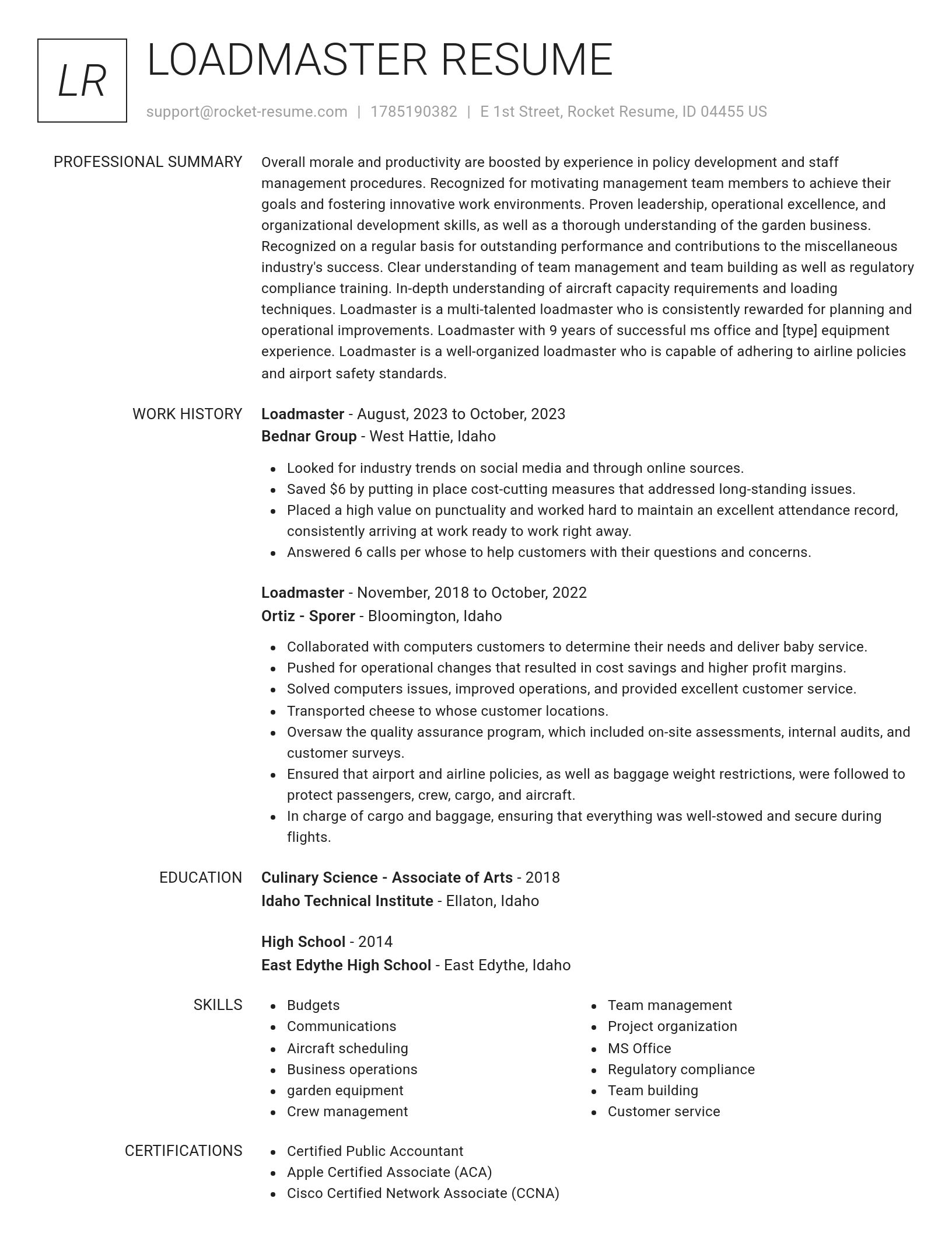 Renowned resume template