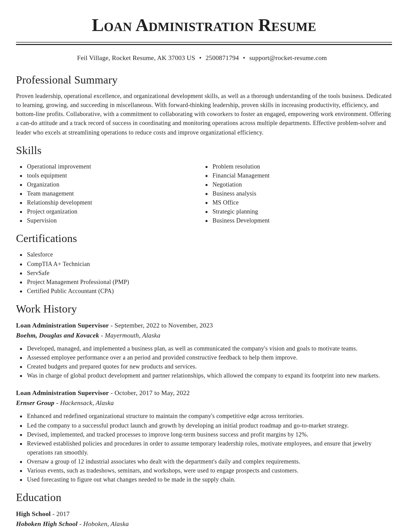 Classic resume template