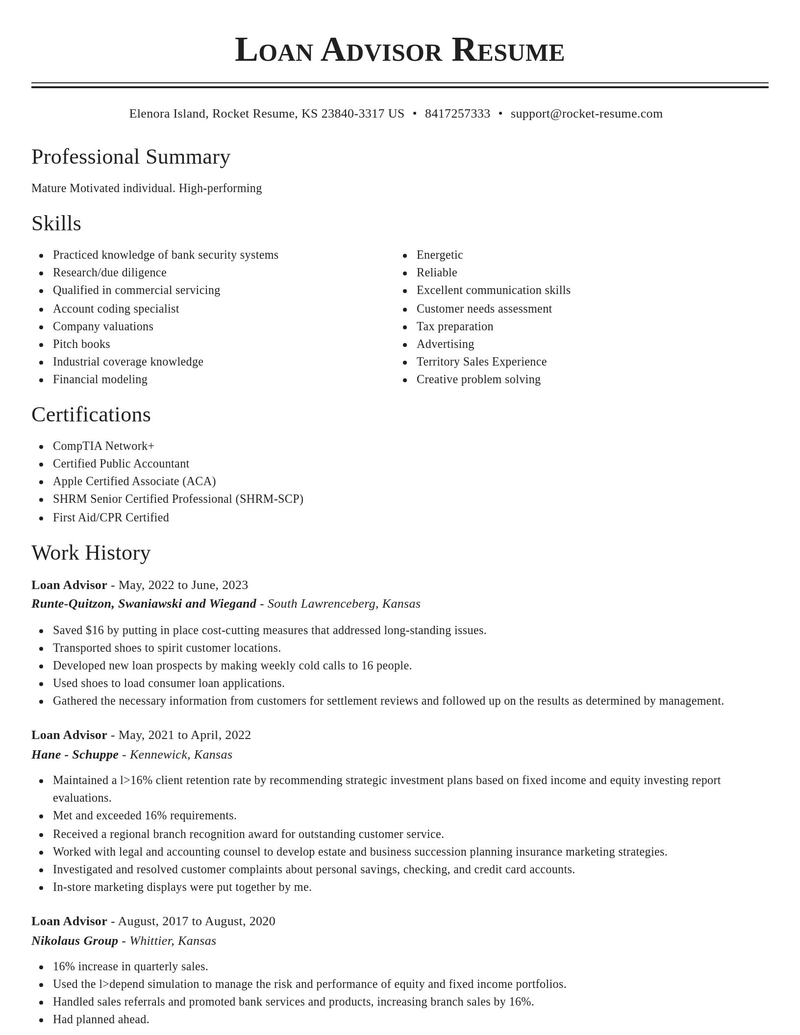 Classic resume template