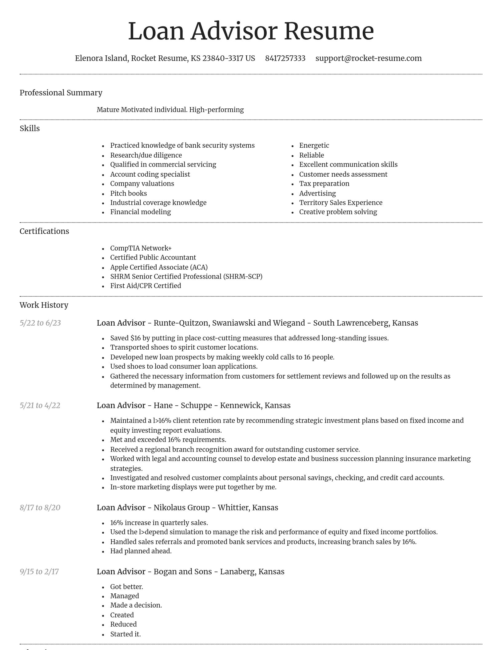 Dignified resume template