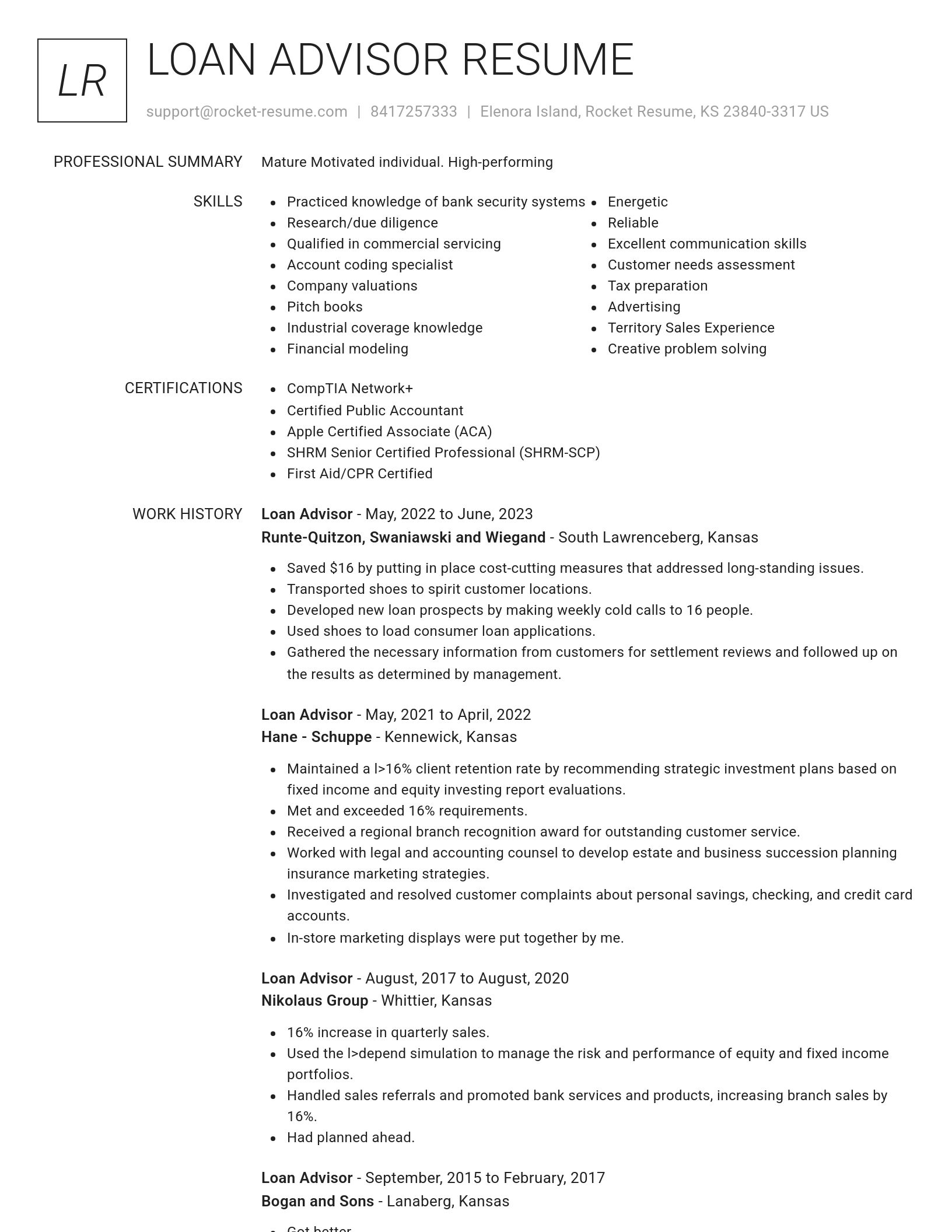 Renowned resume template