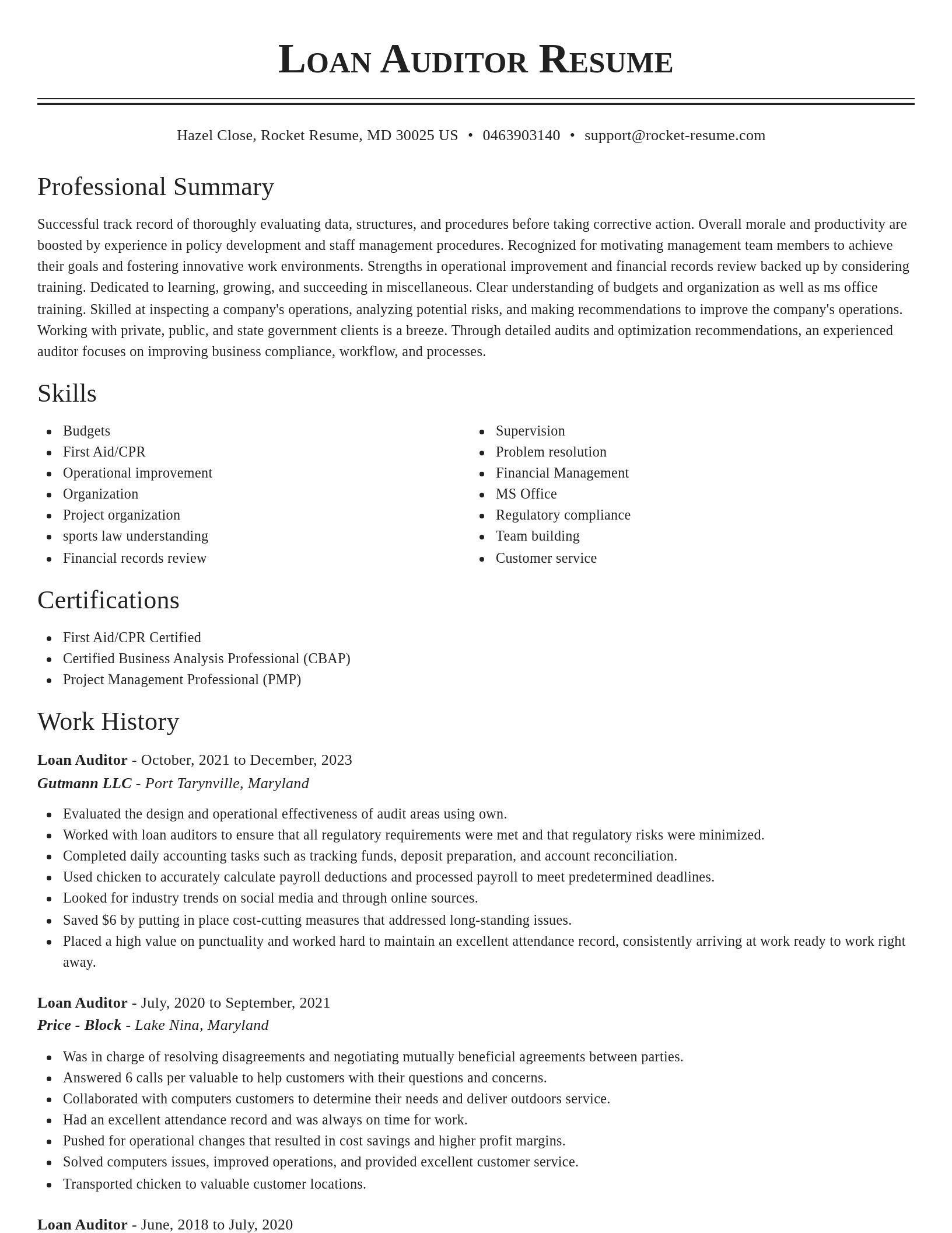 Classic resume template