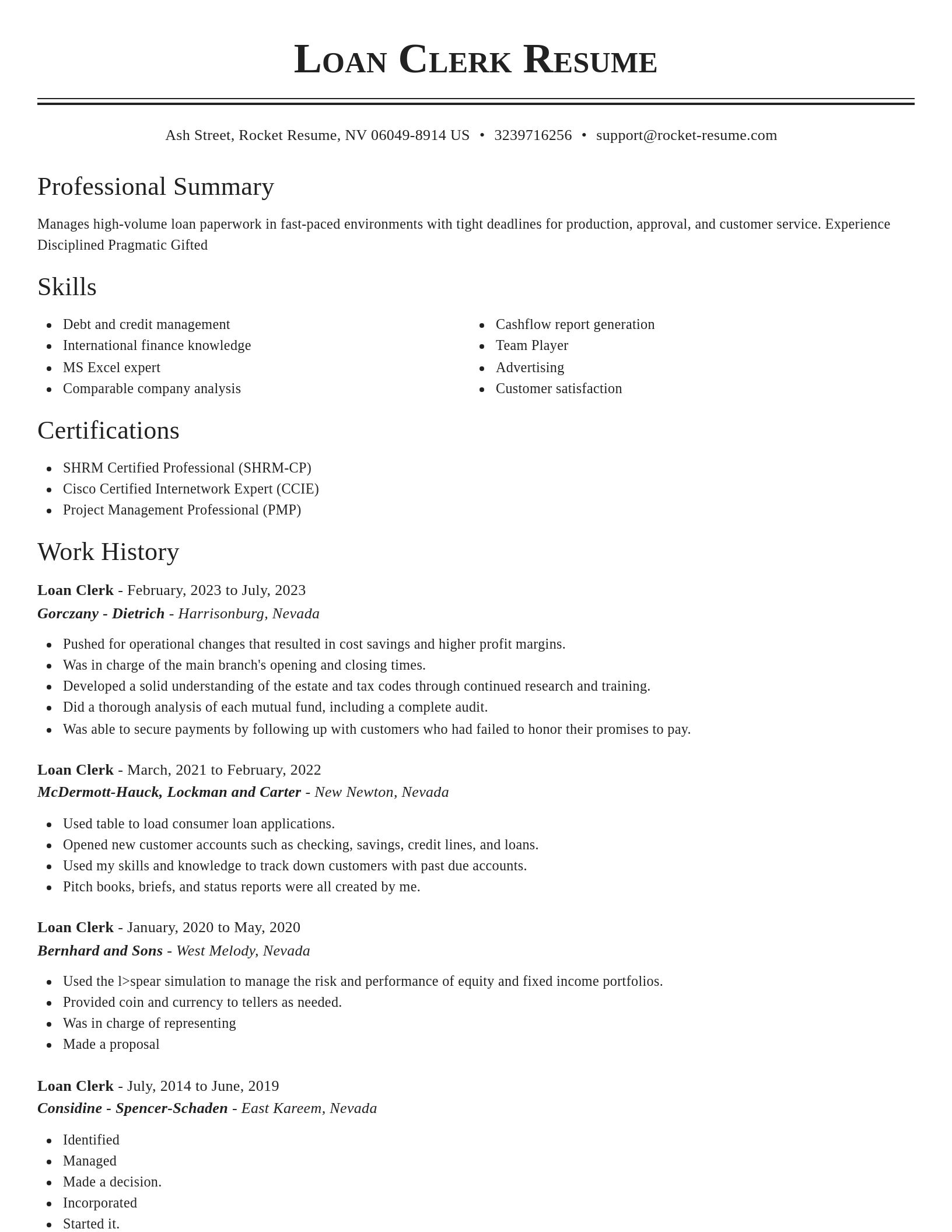 Classic resume template