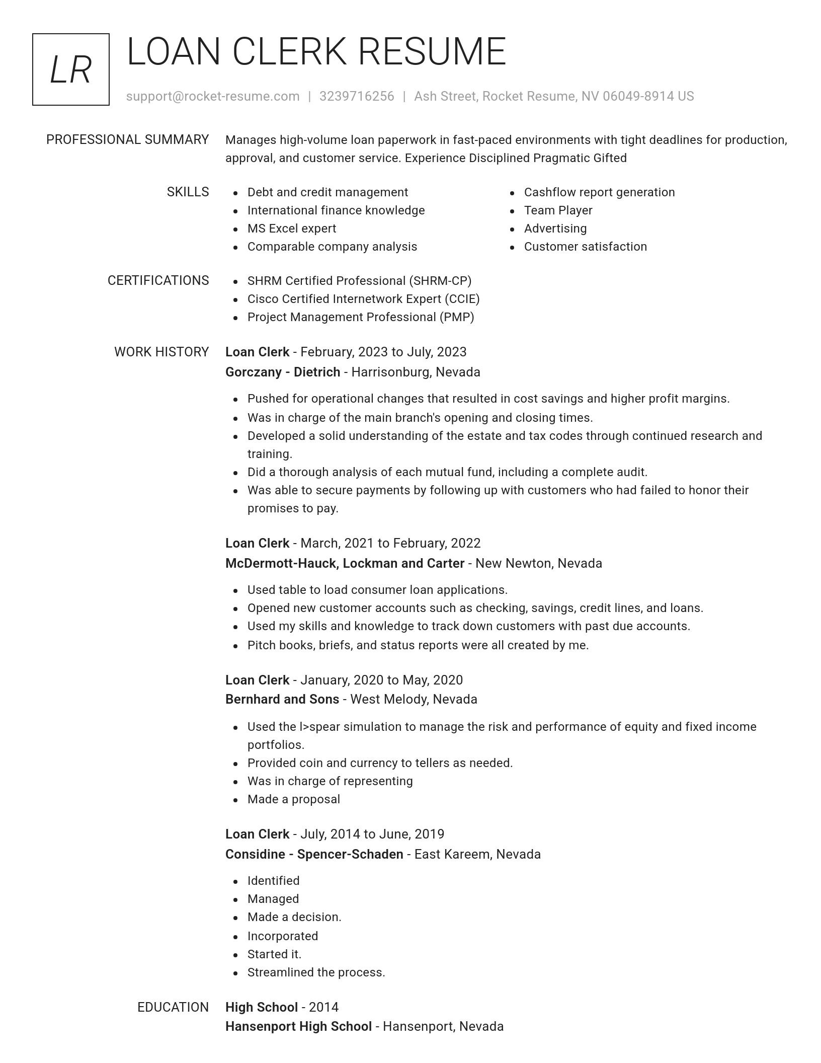 Renowned resume template