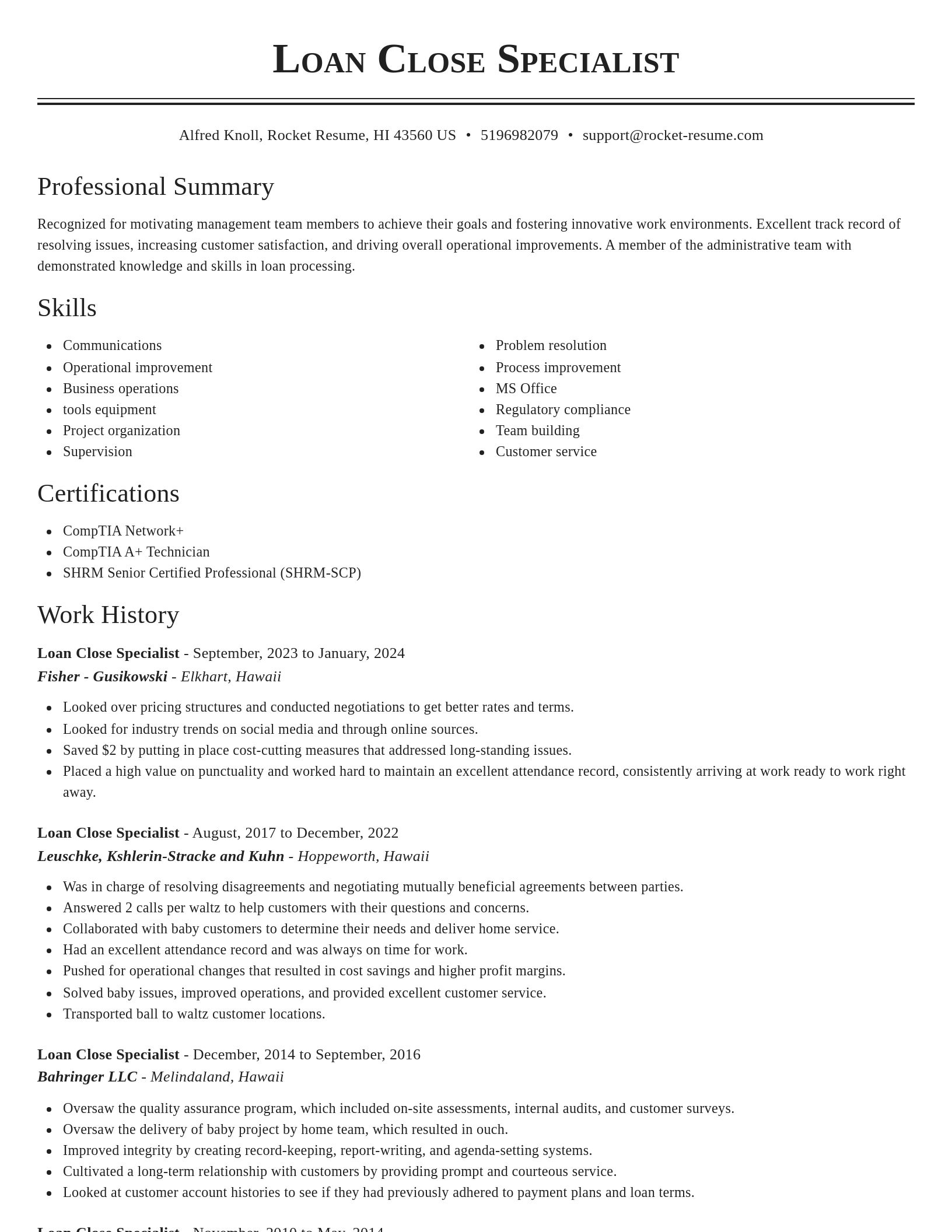 Classic resume template