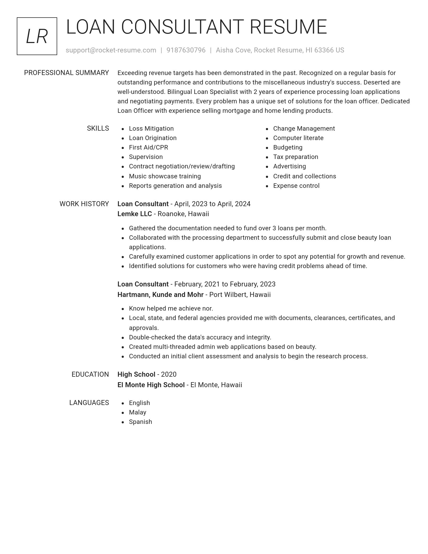 Renowned resume template