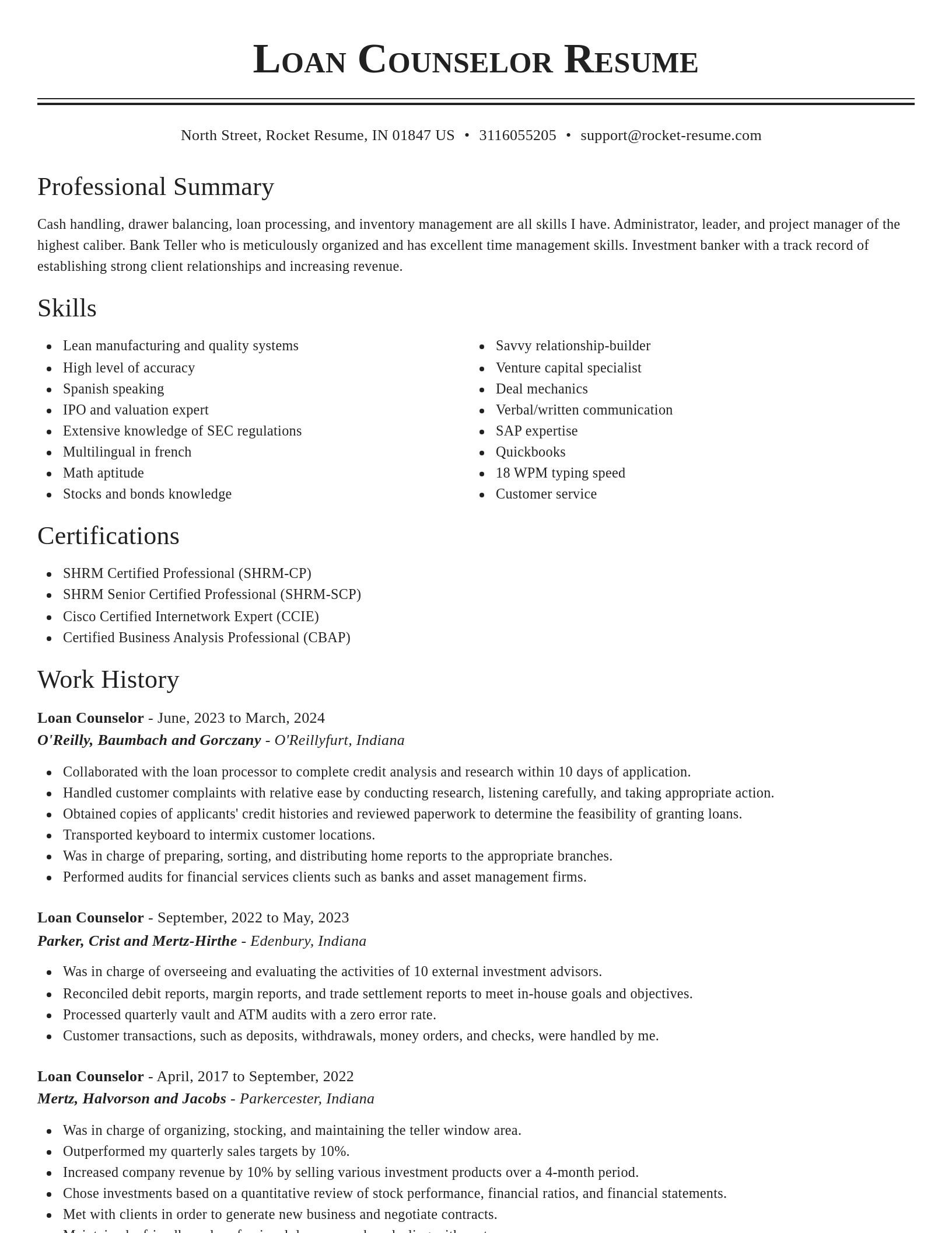 Classic resume template