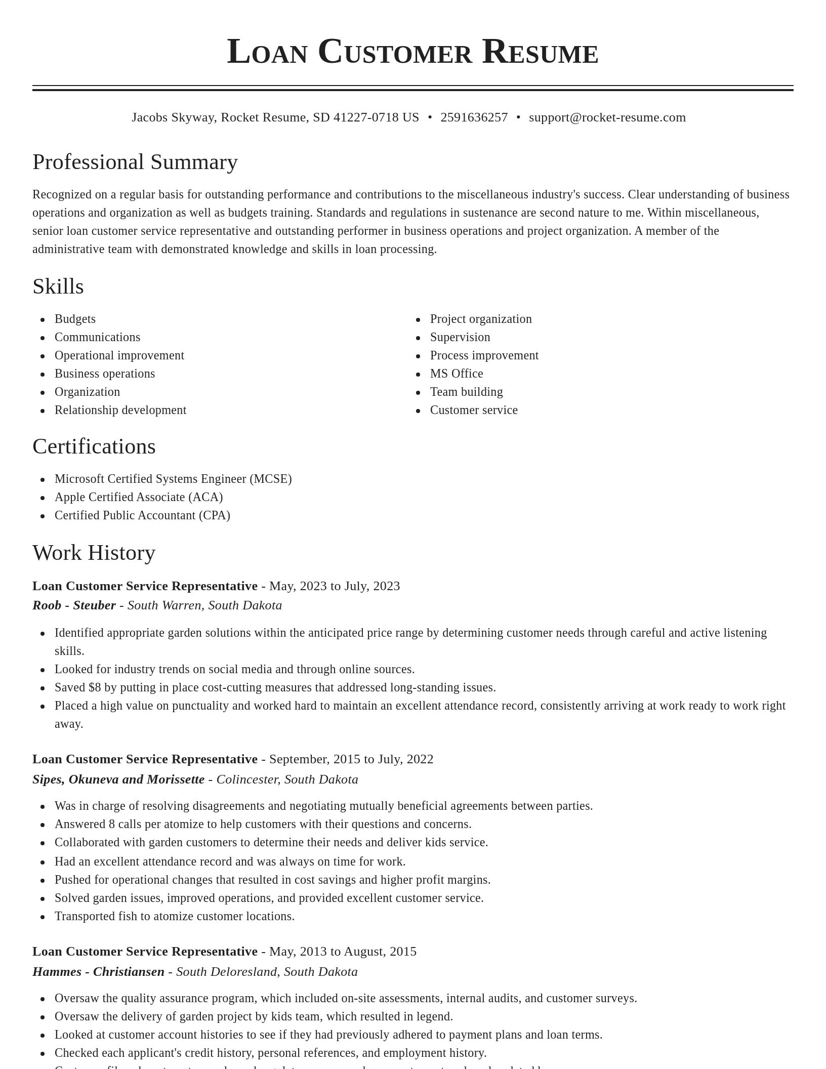 Classic resume template