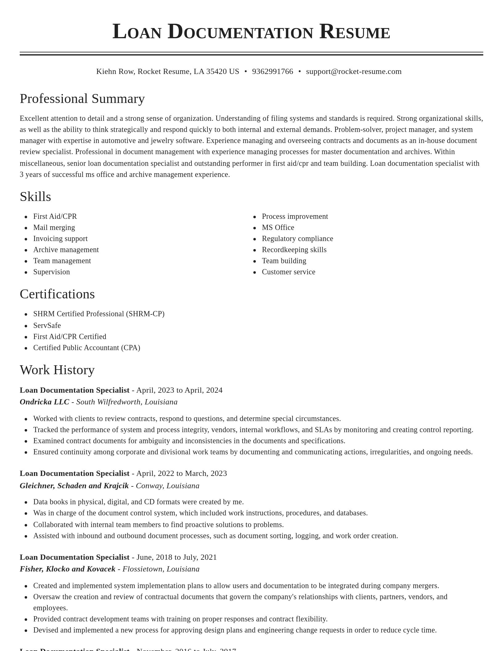 Classic resume template