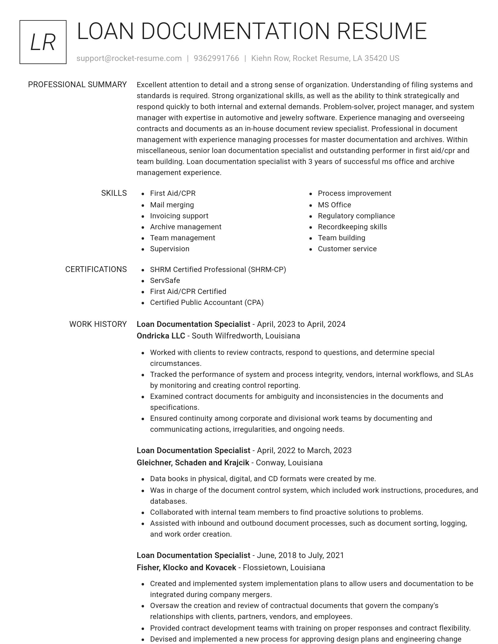 Renowned resume template