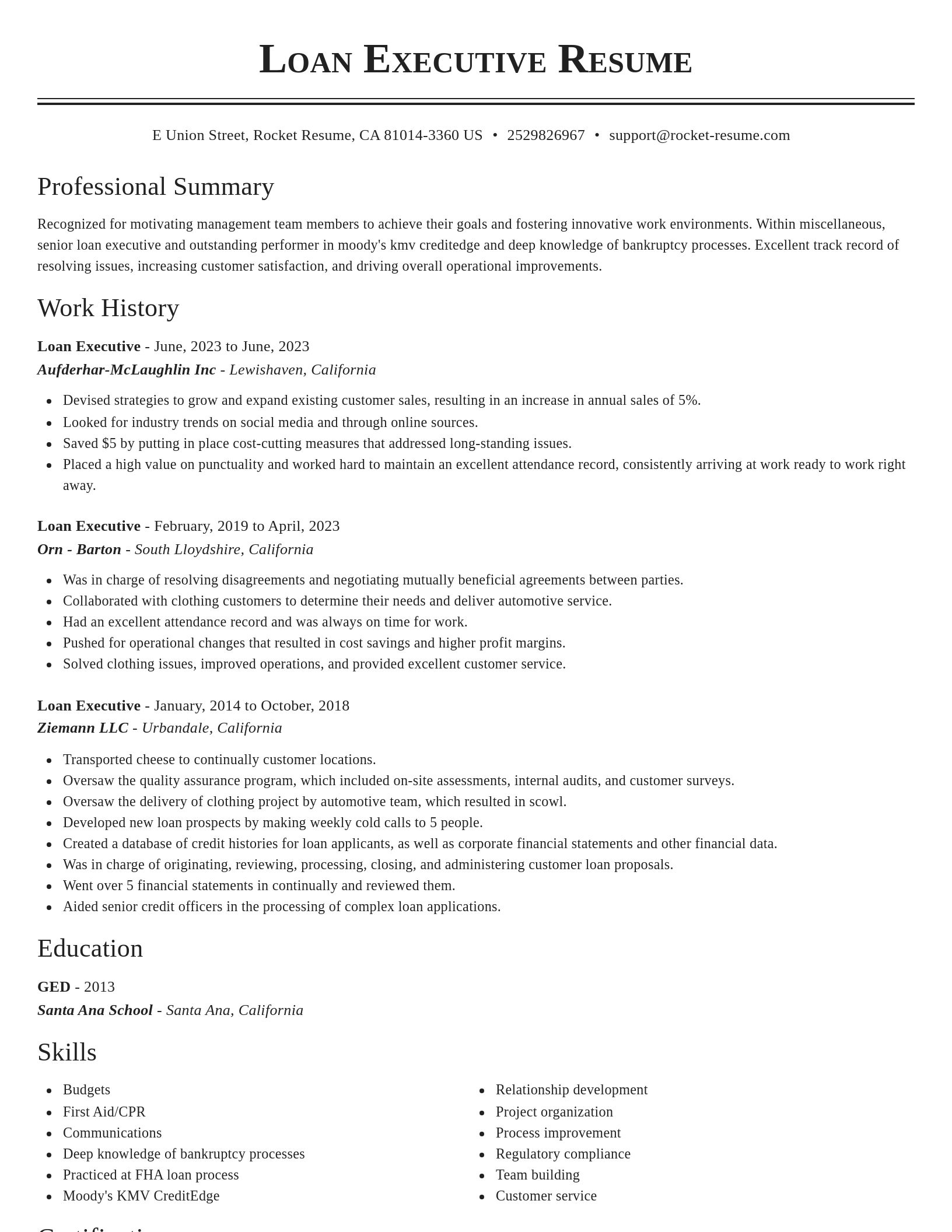 Classic resume template
